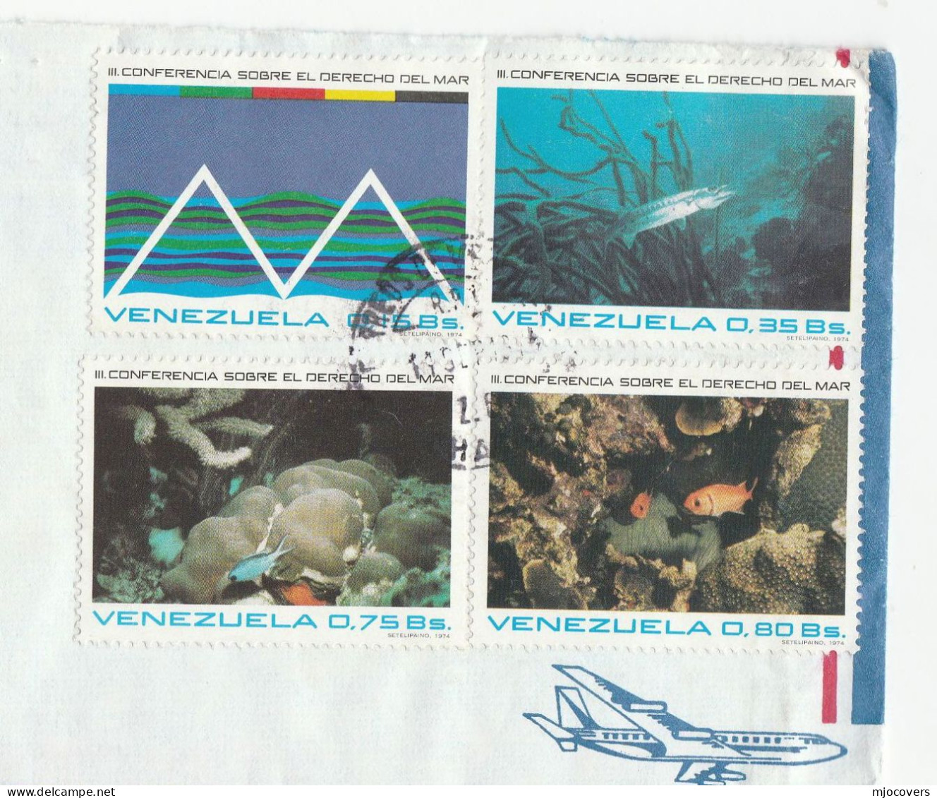 FISH 1974 Venezuela  COVER Multi Stamps  Air Mail To GB Aviation - Poissons