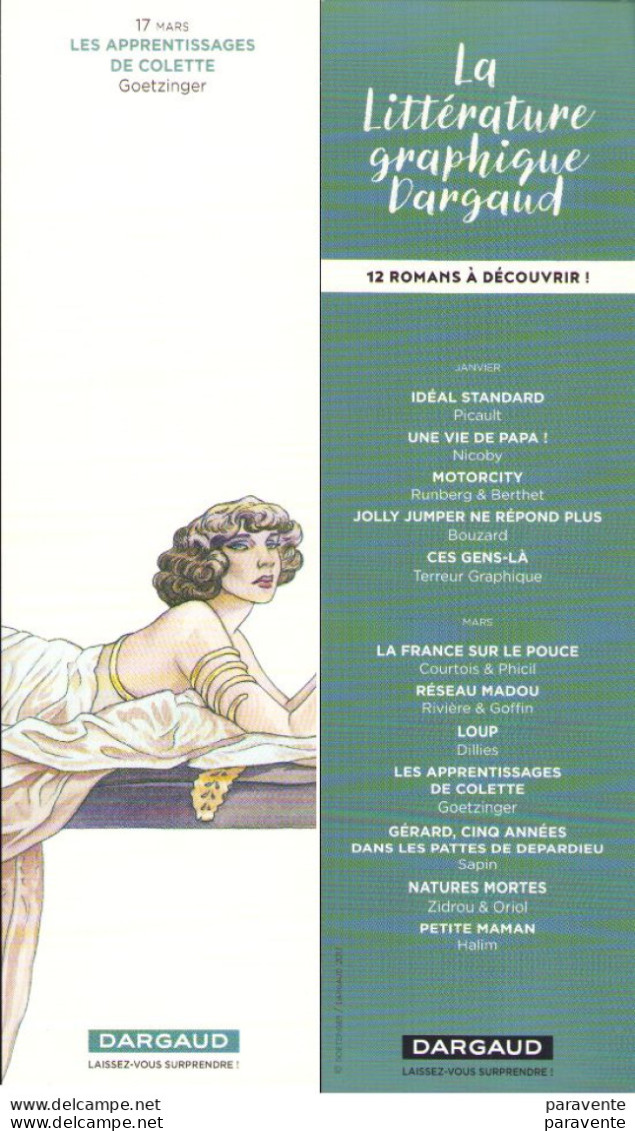 GOETZINGER : Marque Page DARGAUD - APPRENTISSAGE DE COLETTE - Bookmarks