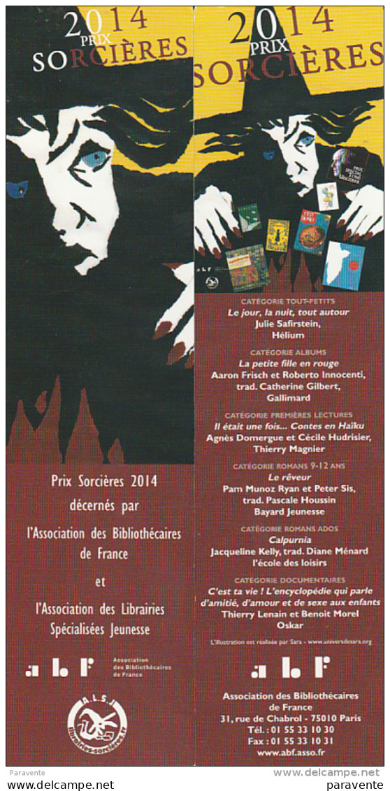 Marque Page Pour PRIX SORCIERES 2014 - Segnalibri