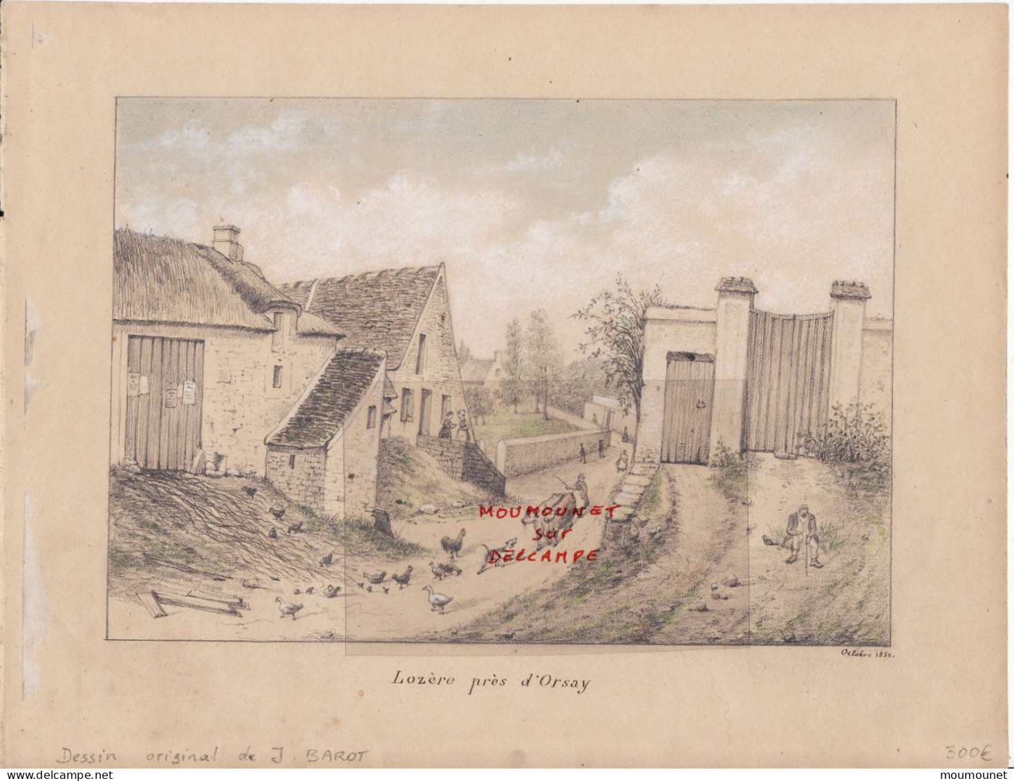Lozère Près D'Orsay. Dessin Tité D'un Carnet De Croquis D'après Nature. Octobre 1859. - Watercolours
