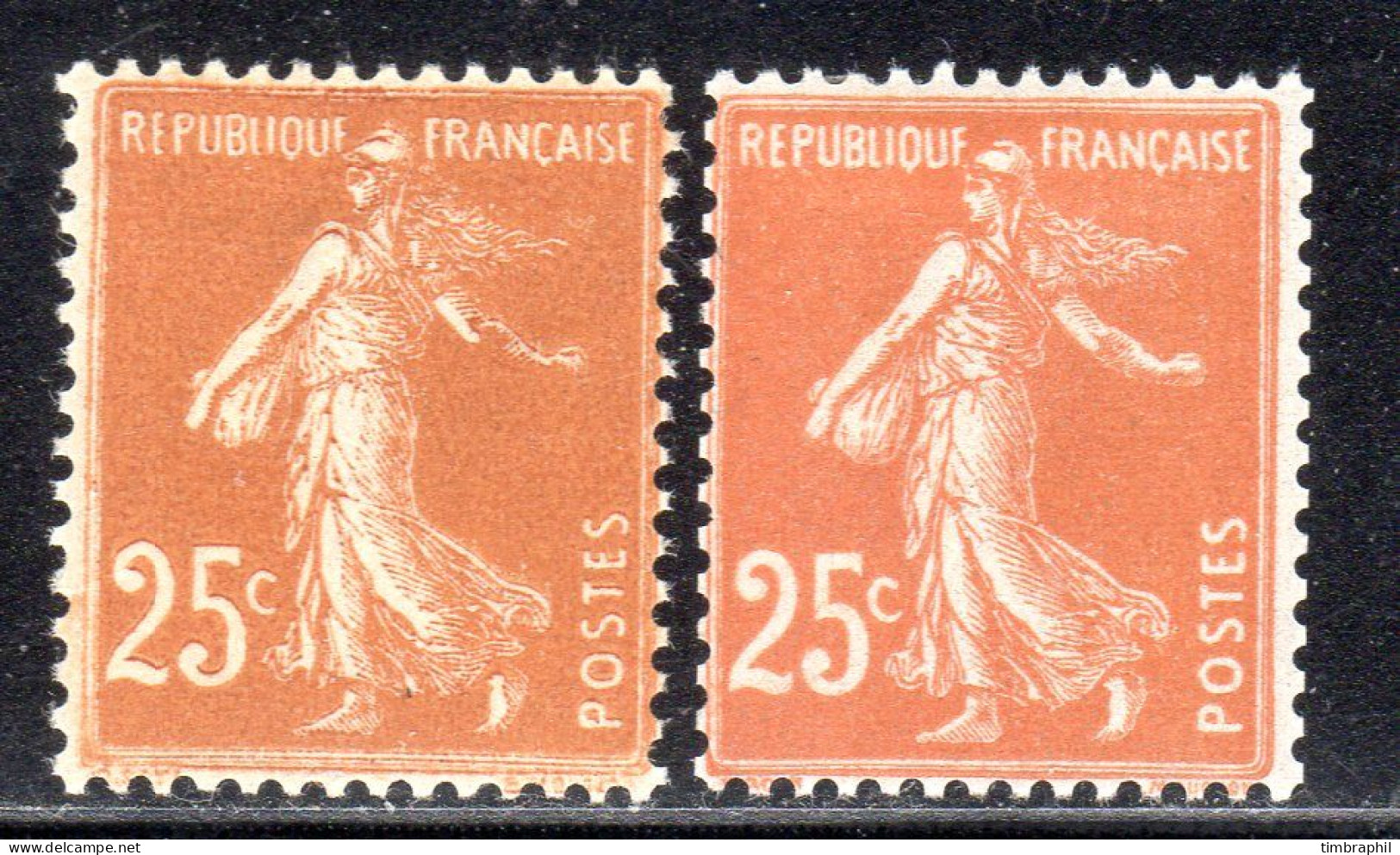 N° 235 Et 235a (Semeuse Variété R Encoché) Neufs* SUPERBES: COTE= 55 € - 1906-38 Säerin, Untergrund Glatt