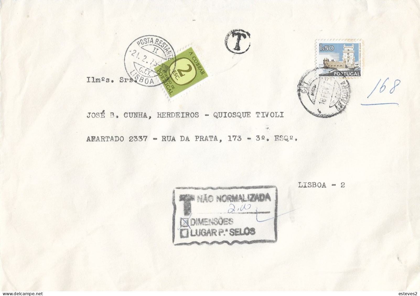 Portugal 1975 ,  Postage Dues , Auxiliary Marking , POSTA RESTANTE Postmark , PORTEADO Postmark - Poste