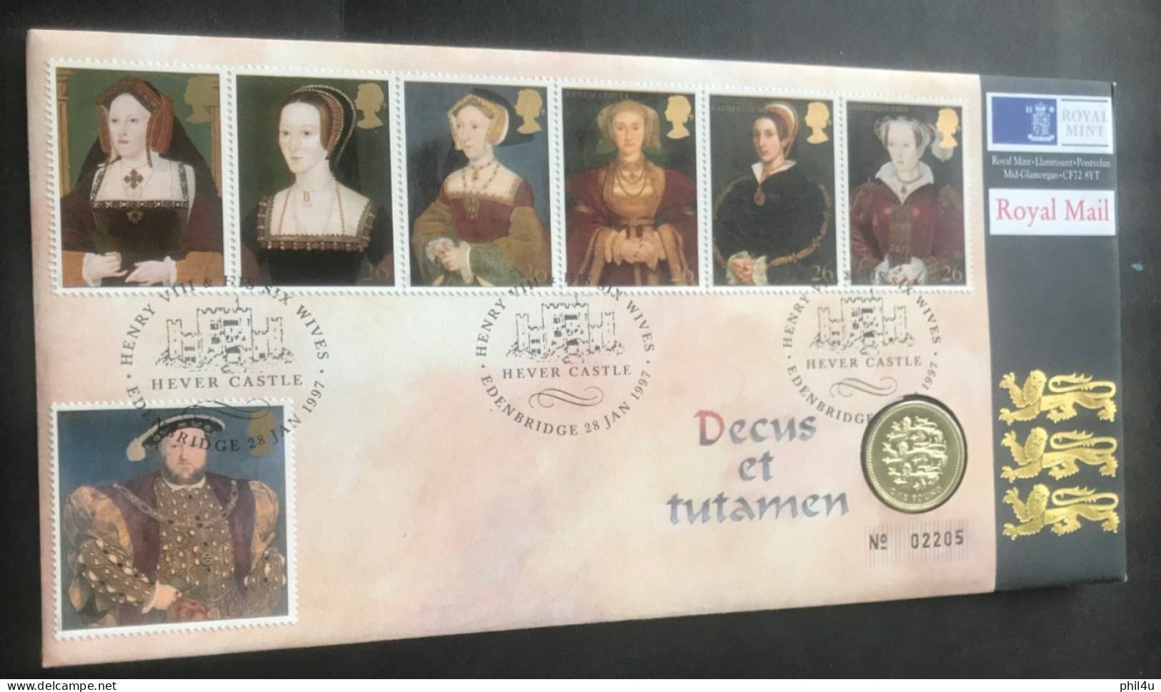 1997 GB 2 Henry VIII Six Wives £1 Coin Covers Diff. No. See Photos - Covers & Documents