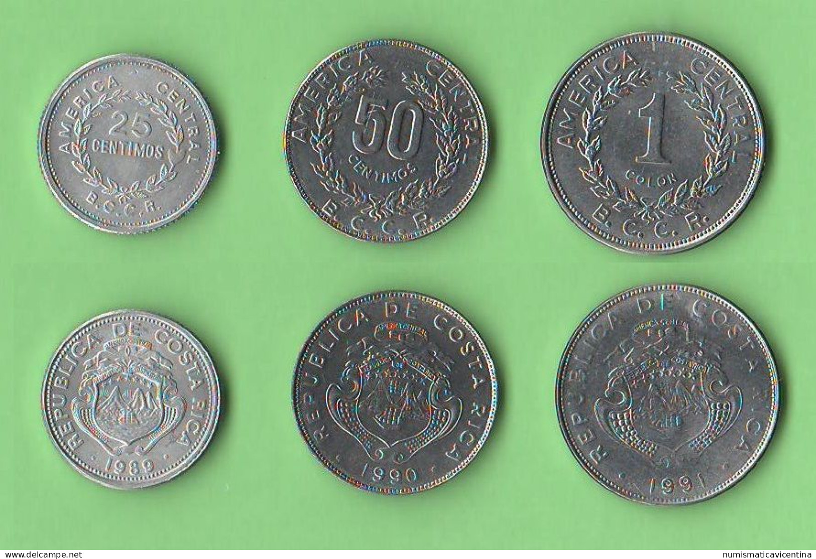 Costa Rica 25 + 50 Centimos + 1 Colon 1989 /90 /91 Alluminum E Steel Coin South America - Costa Rica