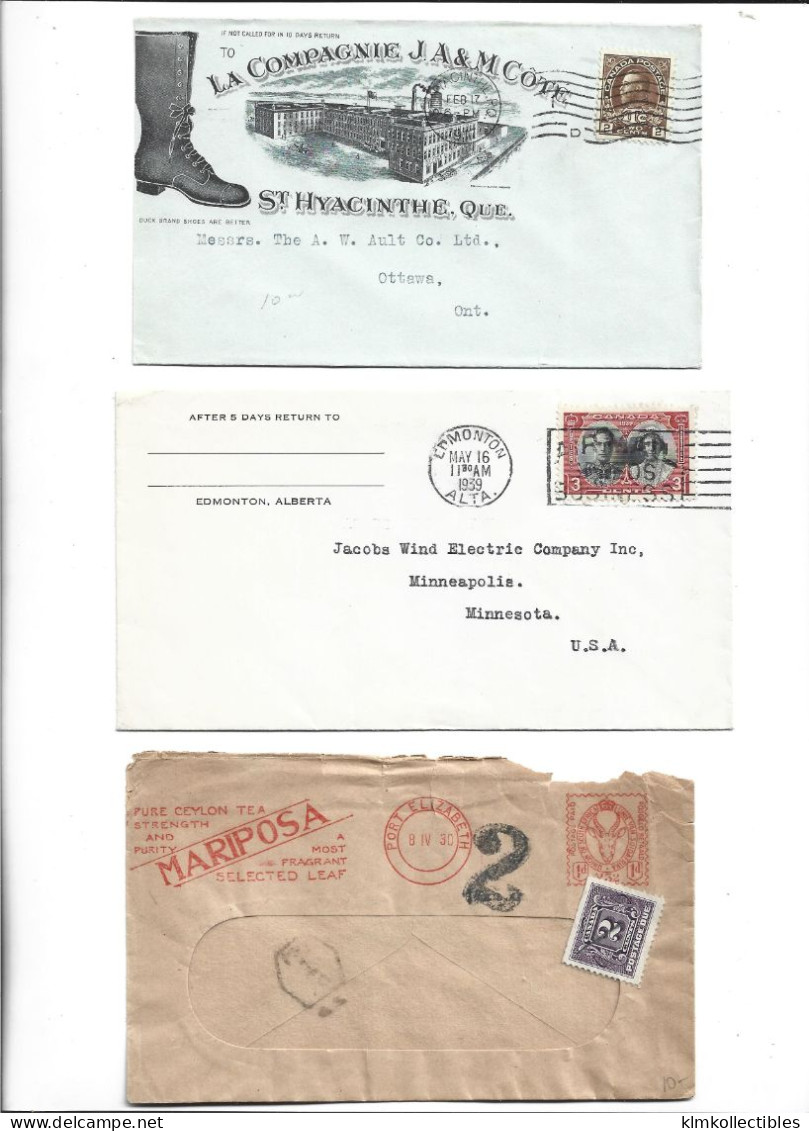 CANADA - POSTAL HISTORY LOT - COMMERCIAL ADVERTISE COVERS POSTAGE DUE - SOUTH AFRICA - Otros & Sin Clasificación