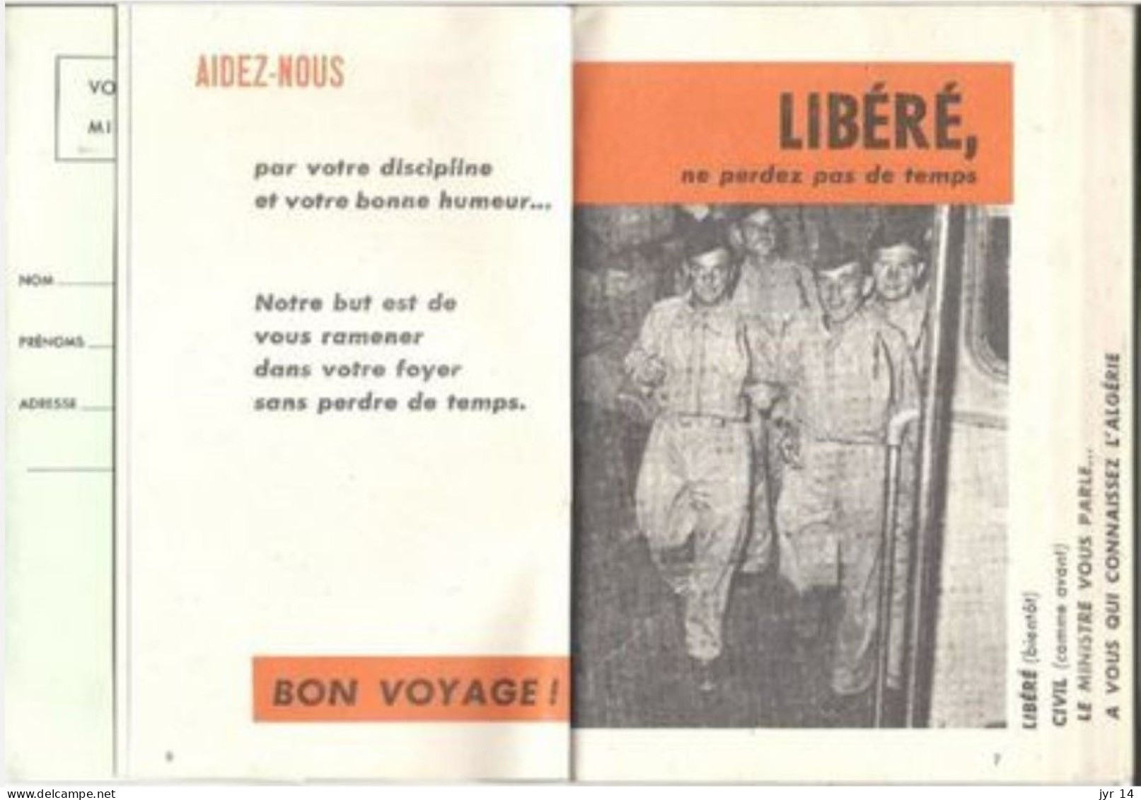 Guide Du Militaire Libéré D'Algérie  1956    (50 Pages) - Documents