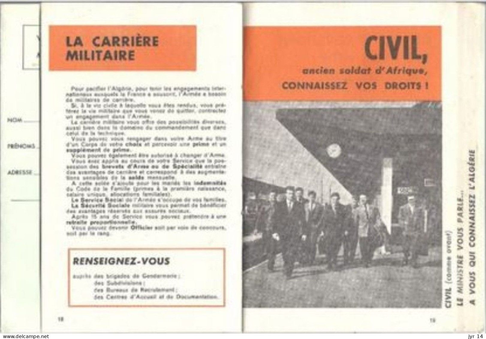 Guide Du Militaire Libéré D'Algérie  1956    (50 Pages) - Documents