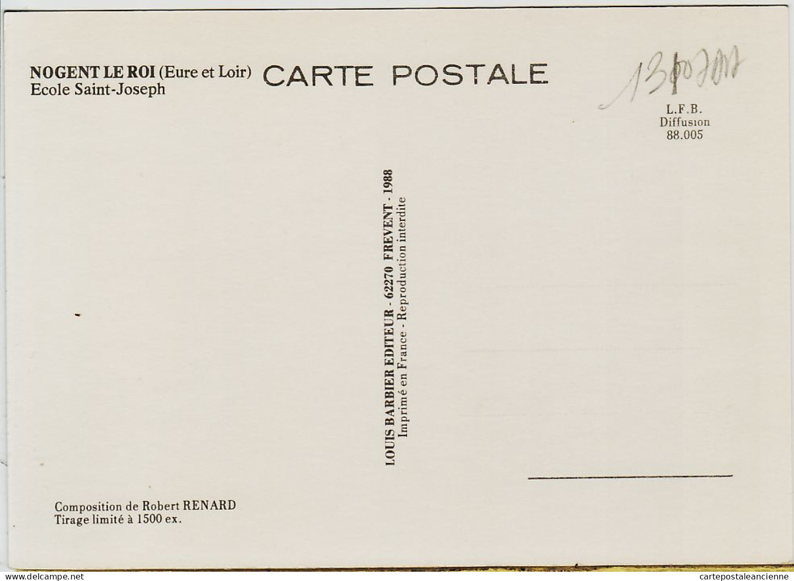 25928 / ⭐ ♥️  Peu Commun NOGENT Le ROI Eure Loir Ecole St SAINT-JOSEPH 1988-Robert RENARD-Louis BARBIER Tirage 1500 Ex - Nogent Le Roi