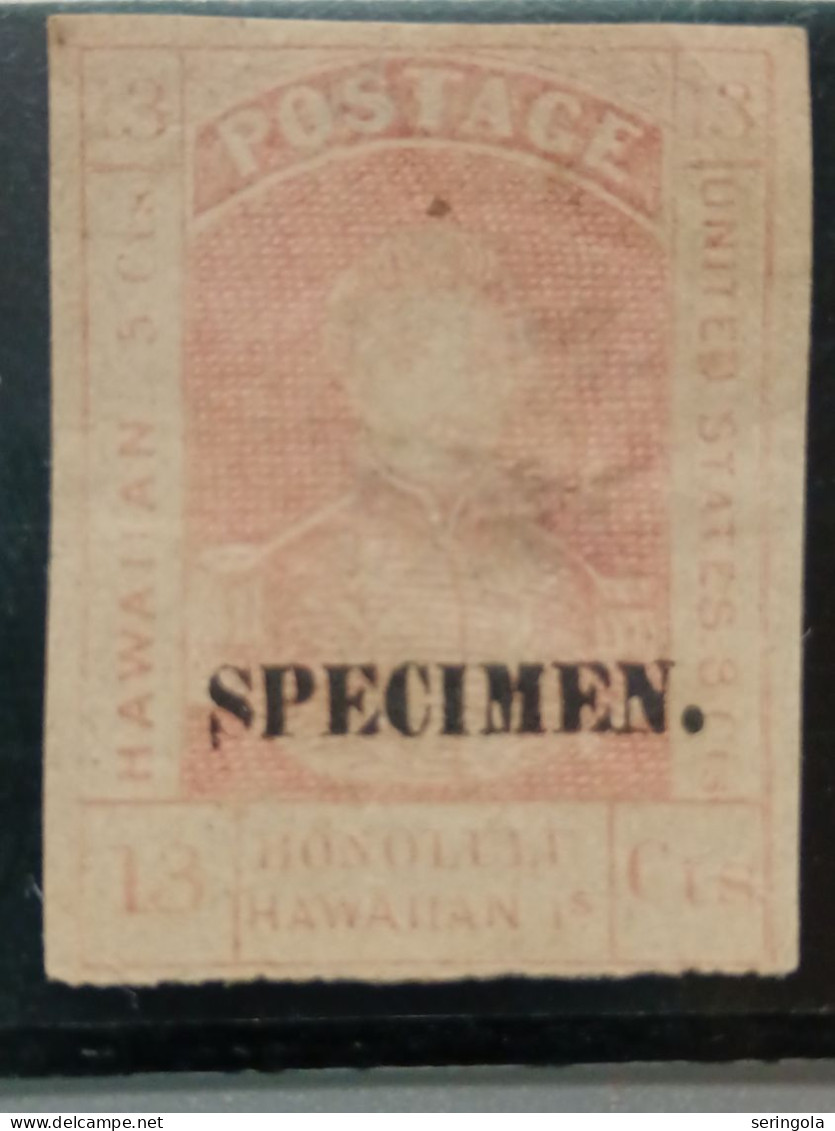 HAWAII - 1861 13c. Full Red. Specimen SG#19s Ordin White Wove Paper. - Verzamelingen (zonder Album)