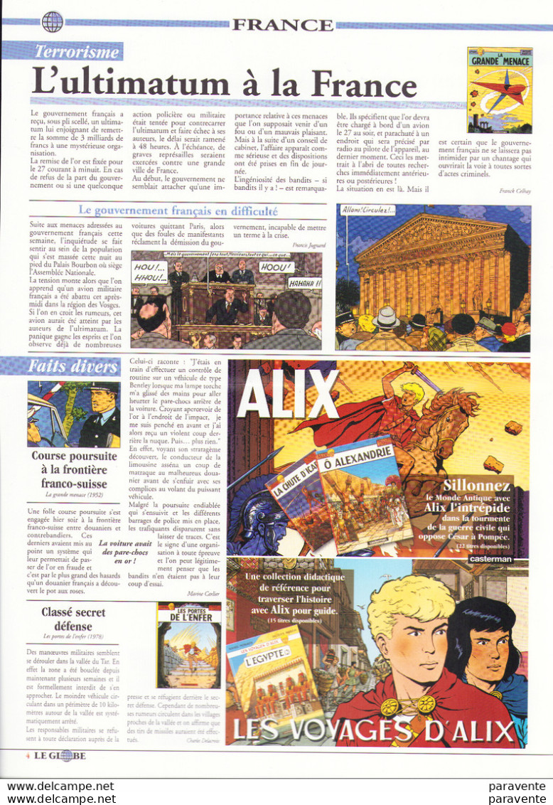 Journal GLOBE 2002 Avec ALIX LEFRANC JHEN Personnages De MARTIN - Sonstige & Ohne Zuordnung