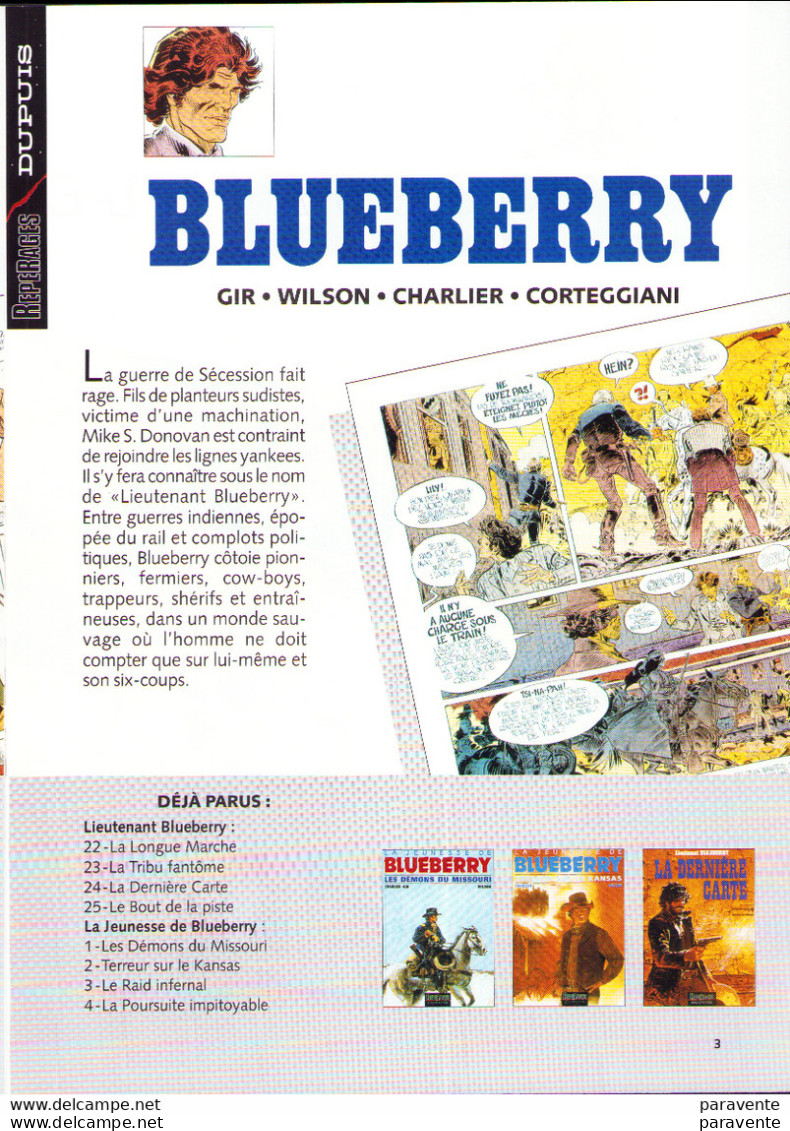 Dossier Présentation DUPUIS REPERAGES Avec Blueberry Frank Pellerin Hermann Francq - Advertisement