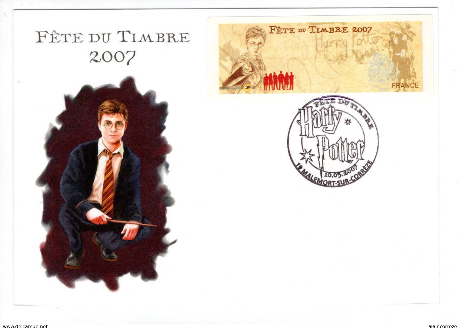 Carte Maximum Corrèze Fête Du Timbre Malemort 2007 Harry Potter Magie Magicien Vignette Lisa Gapa - 2010-2019