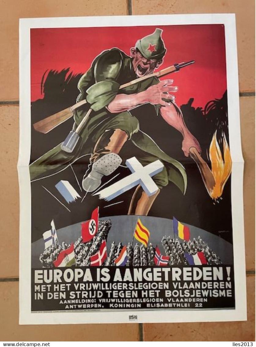 AFFICHE POSTER 1940-45 :Europa Is Aangetreden . 40 CM X 60 CM AFFICHE POSTER : Reproductie - Afiches