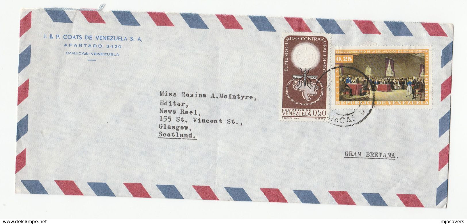 1970s Venezuela MALARIA Mosquito INSECT Stamps COVER Air Mail To GB Health Medicine Insects - Sonstige & Ohne Zuordnung