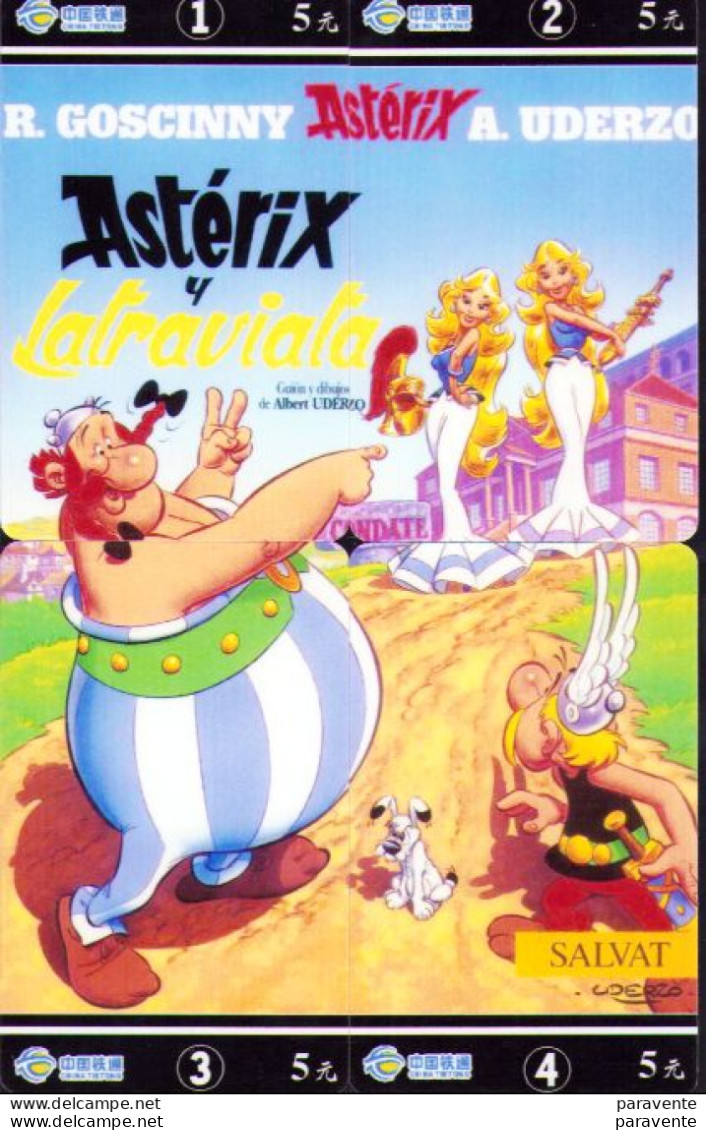 ASTERIX : 5 Cartes Telephoniques Puzzle CHINA TIEDONG , ASTERIX Y TRAVIATA - Andere & Zonder Classificatie