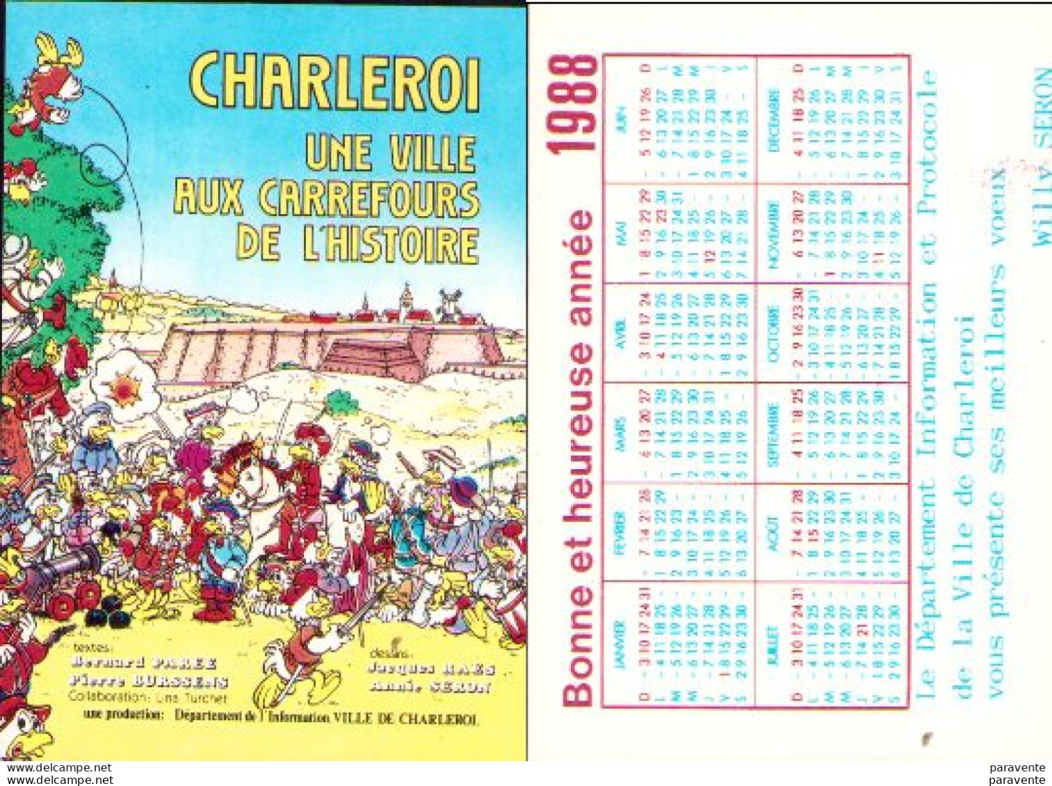 RAES SERON : Calendrier CHARLEROI 1988 - Cartes Postales