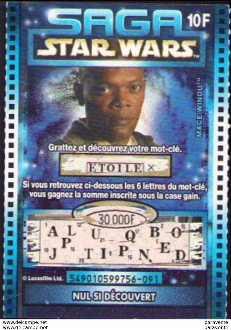 Ticket SAGA STAR WARS De La FDJ Personnage MACE WINDU (gratté) - Lottery Tickets