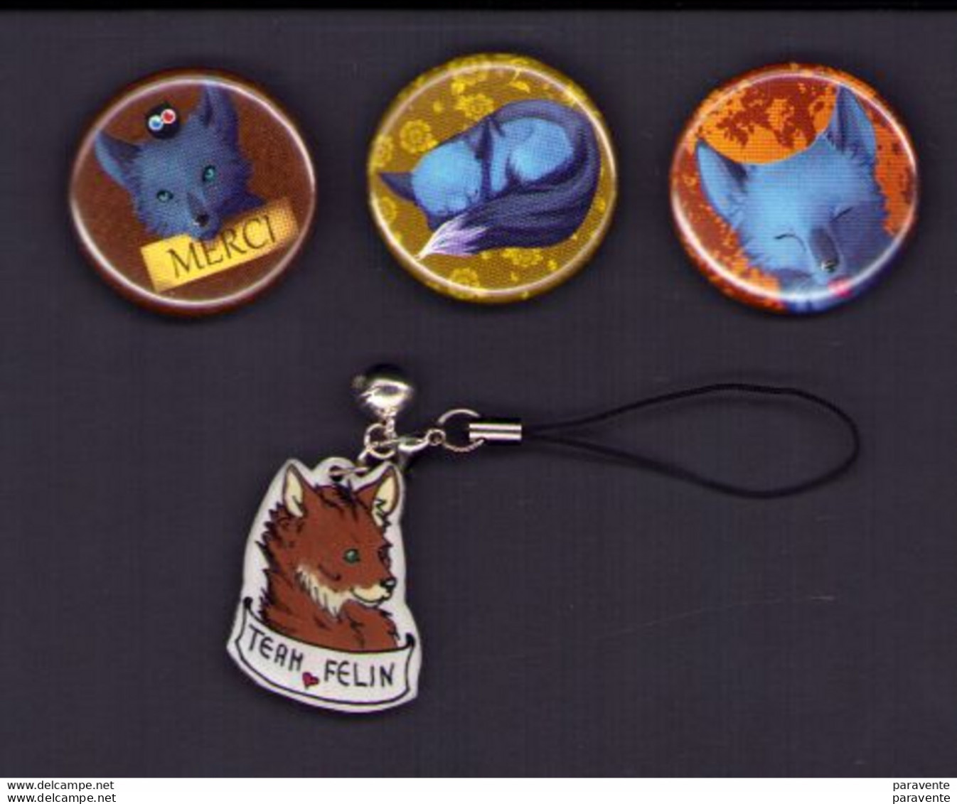 Lot 3 Badges + 1 Porte Clés LOUP De MARTINS ASURA - Postcards