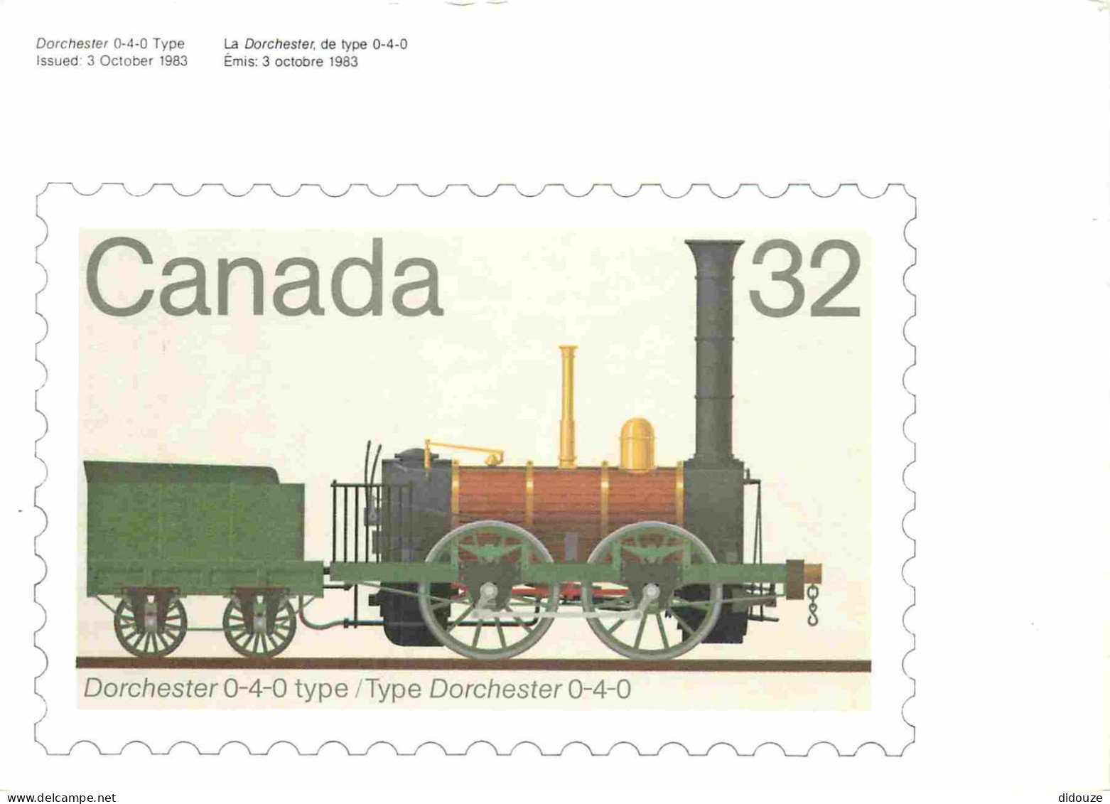 Trains - Matériel - Représentation De Timbre - Canada - Dorchester 0-4-0 Type - CPM - Carte Neuve - Voir Scans Recto-Ver - Equipment