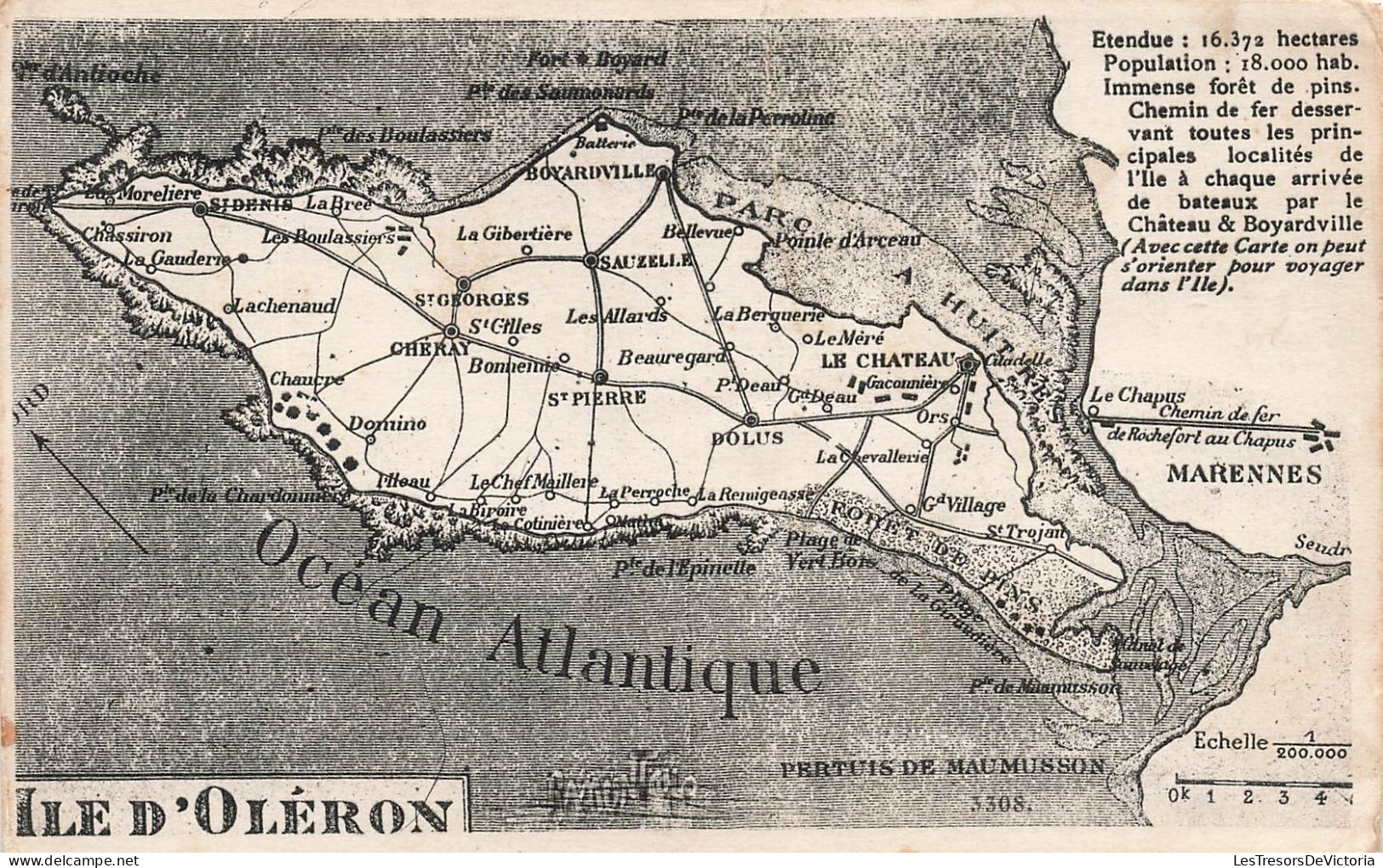 CARTES GÉOGRAPHIQUES - Île D'Oléron - Océan Atlantique - Carte Postale Ancienne - Cartes Géographiques