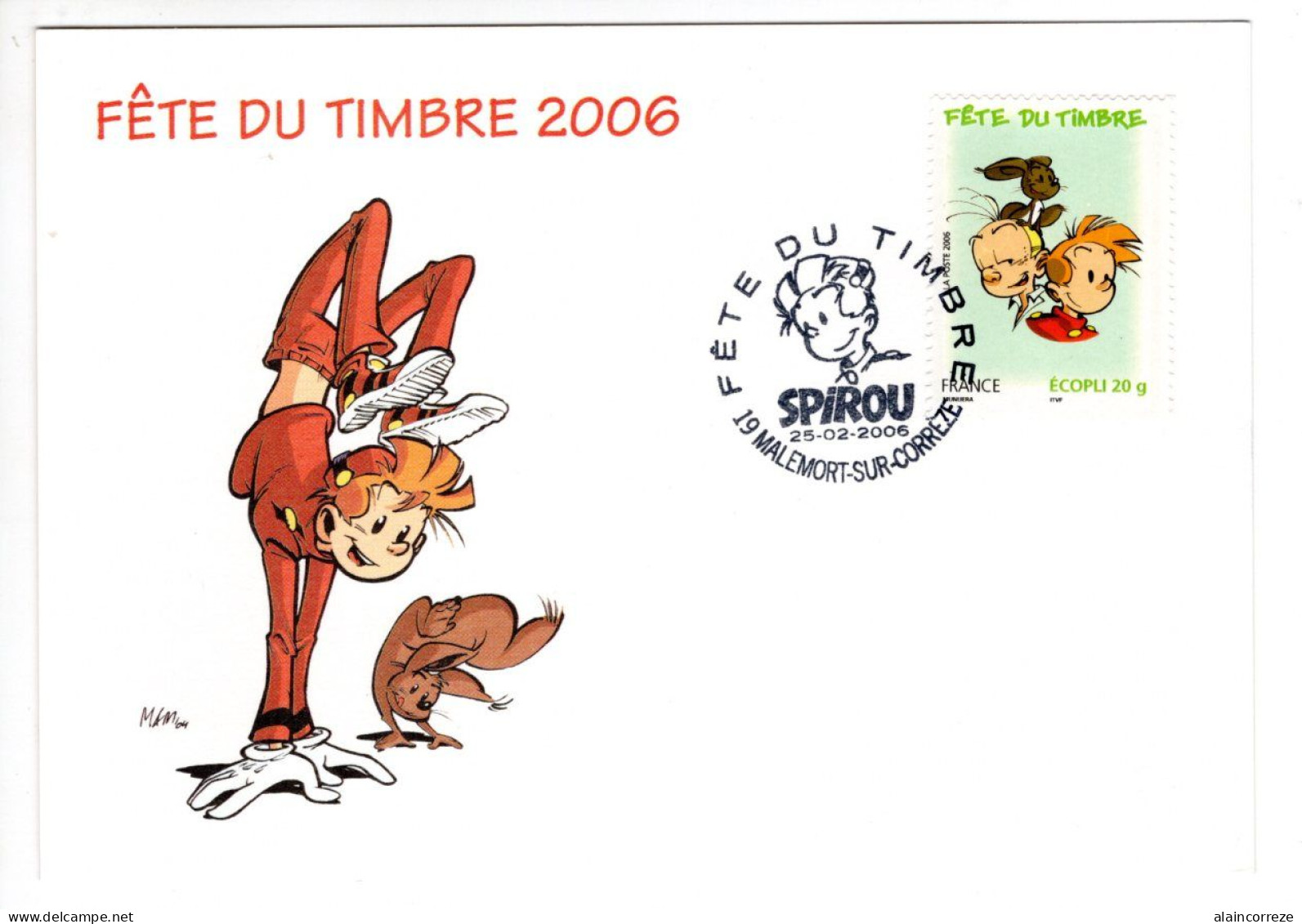 Carte Maximum Corrèze Fête Du Timbre Malemort 2006 Bande Dessinée Spirou - 2010-2019