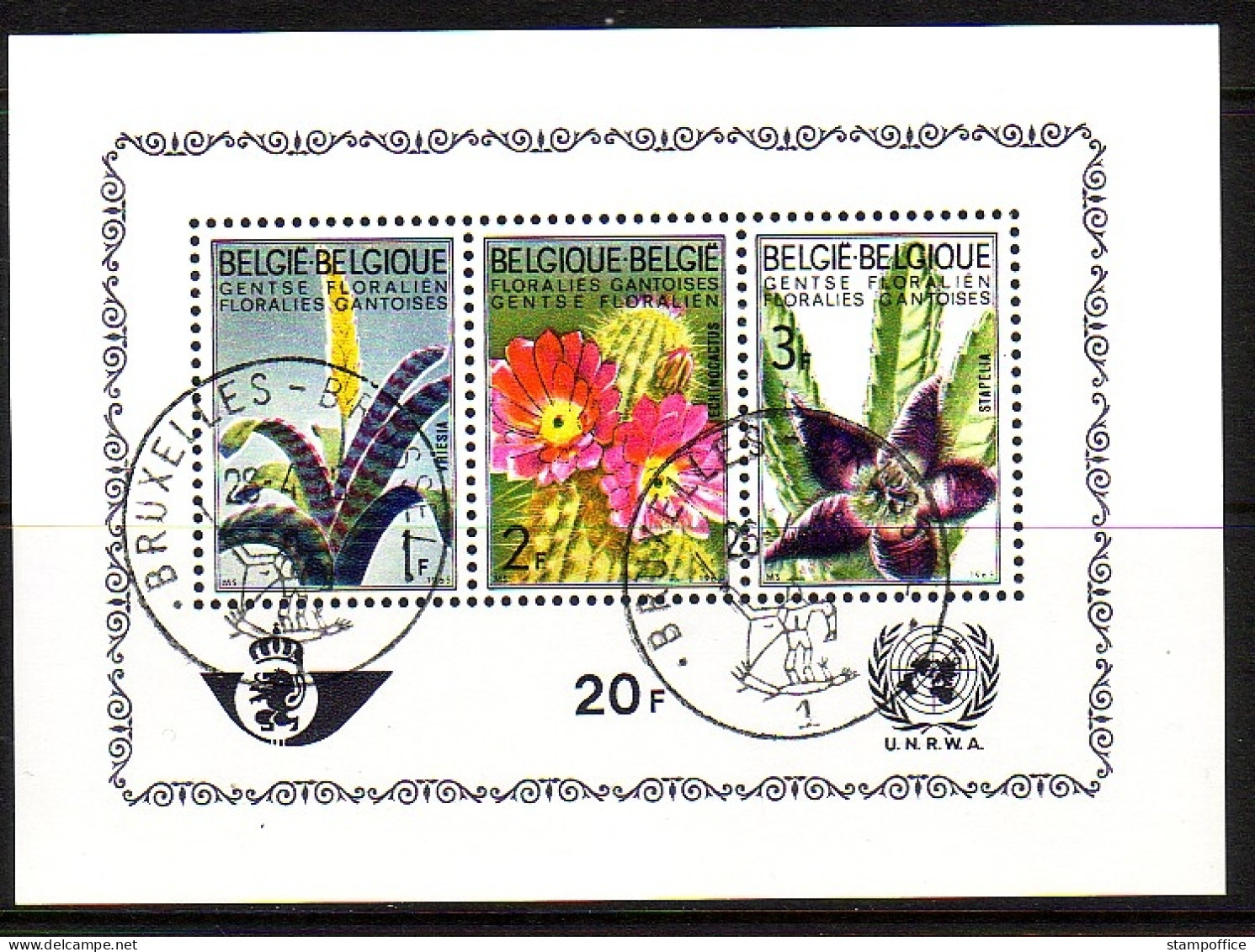 BELGIEN BLOCK 32 GESTEMPELT(USED) GENTER BLUMENSCHAU 1965 KAKTUS - Cactusses