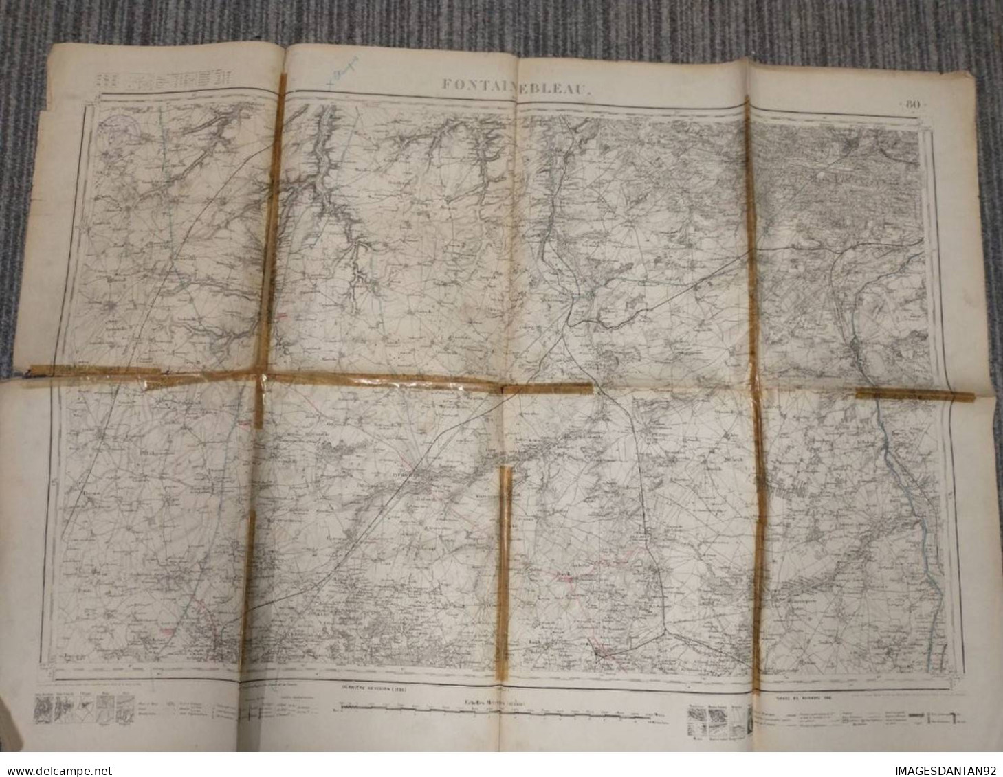 77 FONTAINEBLEAU GRAND PLAN DE 1886 LEVEE PAR OFFICIERS CORPS D ETAT MAJOR DE 1839  CACHET STEAM YACHT DAUPHIN CAPITAINE - Mapas Topográficas