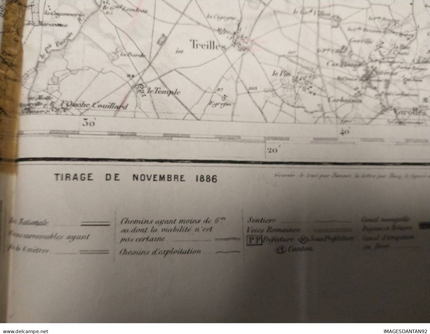 77 FONTAINEBLEAU GRAND PLAN DE 1886 LEVEE PAR OFFICIERS CORPS D ETAT MAJOR DE 1839  CACHET STEAM YACHT DAUPHIN CAPITAINE - Topographical Maps