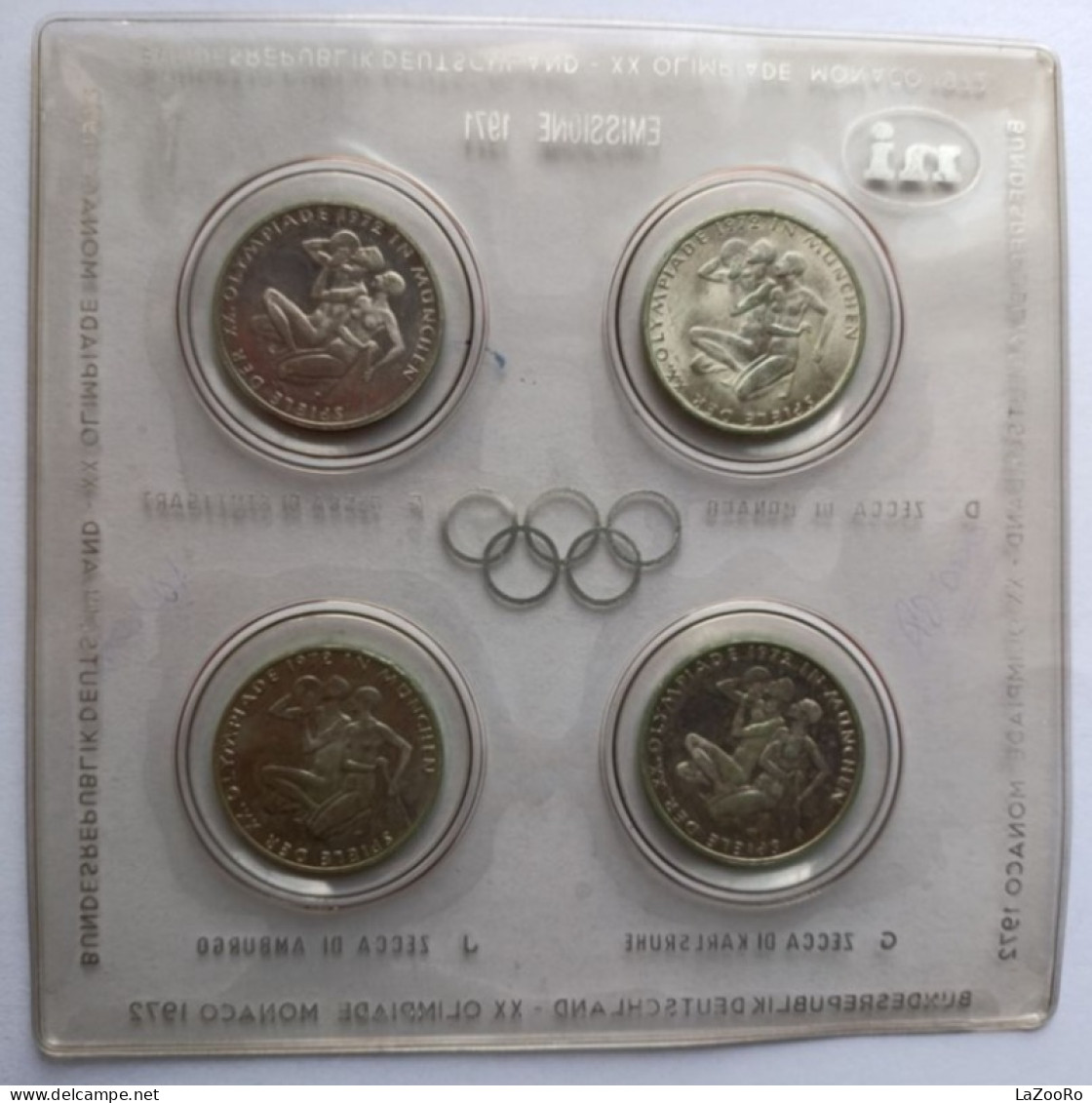 LaZooRo: Germany 4 X 10 Mark 1971 D F G J XX Olimpiade Monaco 1972 PROOF Set Scarce - Silver - Conmemorativas