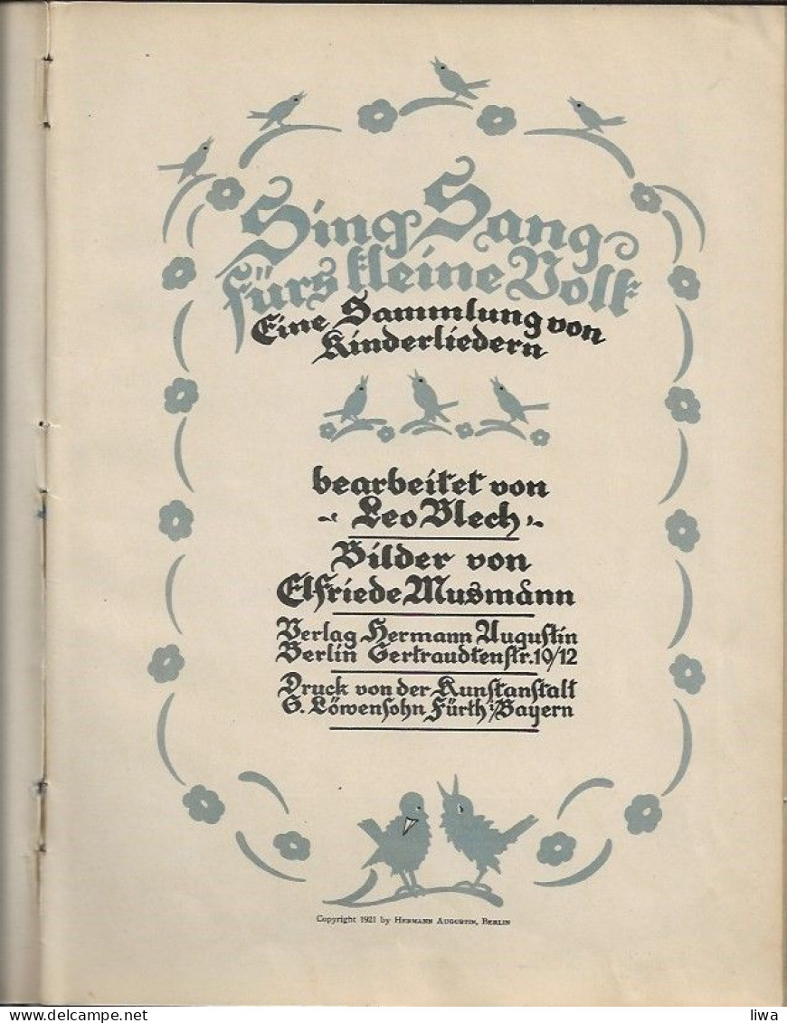 Sing Sang Fürs Kleine Volk – Leo Blech - Alte Bücher