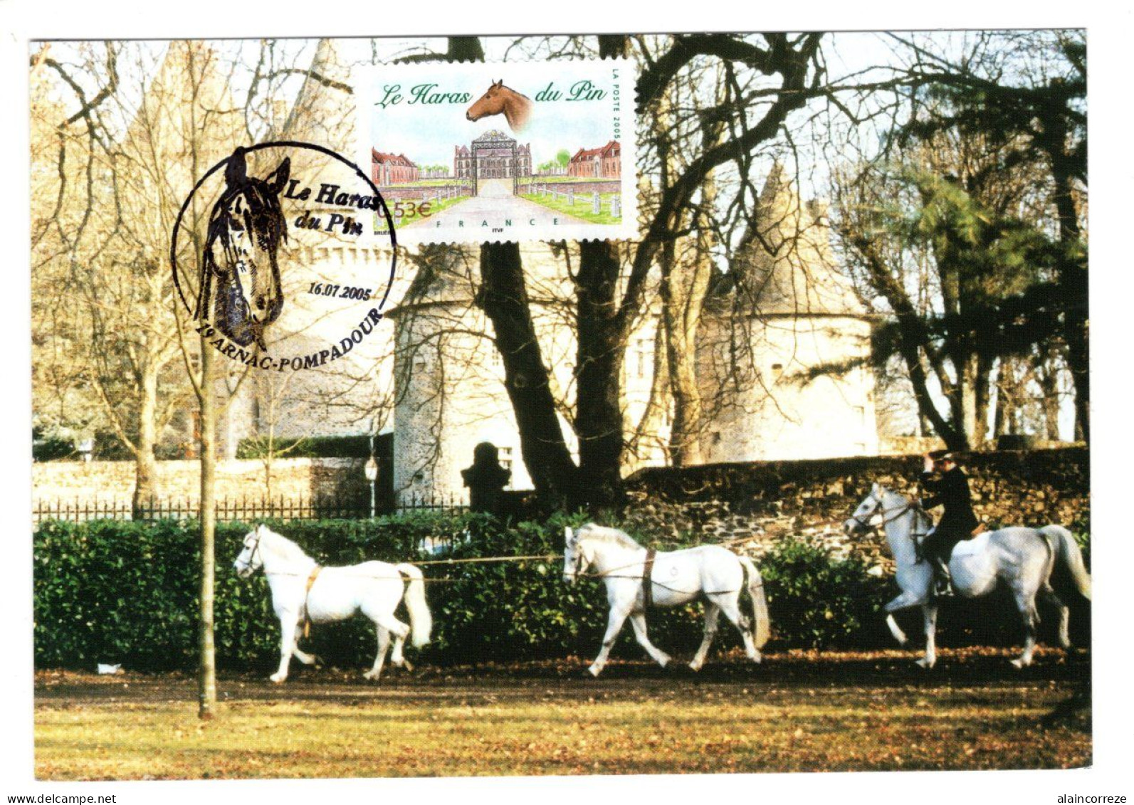 Carte Maximum Corrèze 1er Jour Le Haras Du Pin Arnac Pompadour  Orne Tête De Cheval - Collections, Lots & Séries