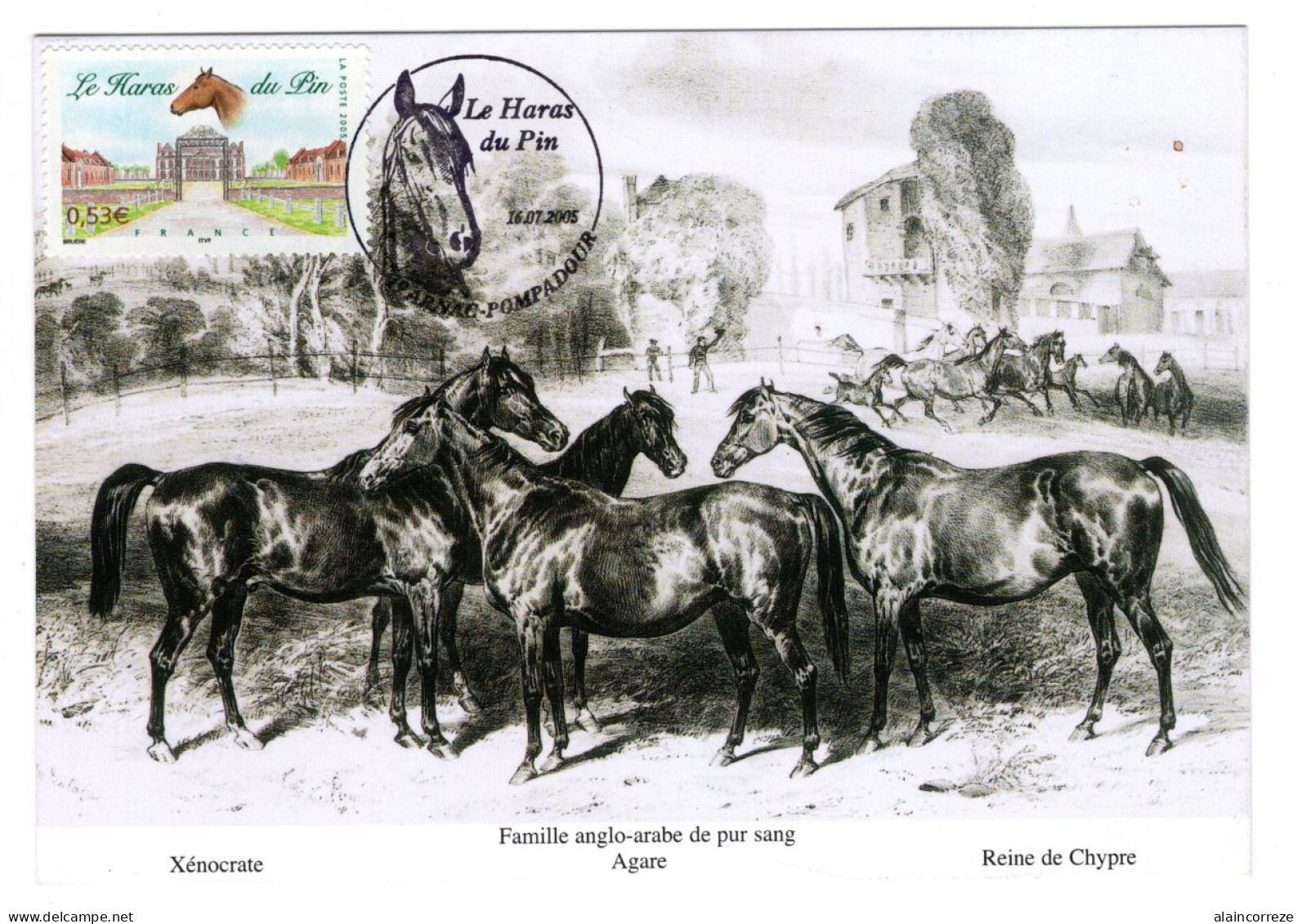 Carte Maximum Corrèze 1er Jour Le Haras Du Pin Arnac Pompadour  Orne Tête De Cheval - Colecciones & Series