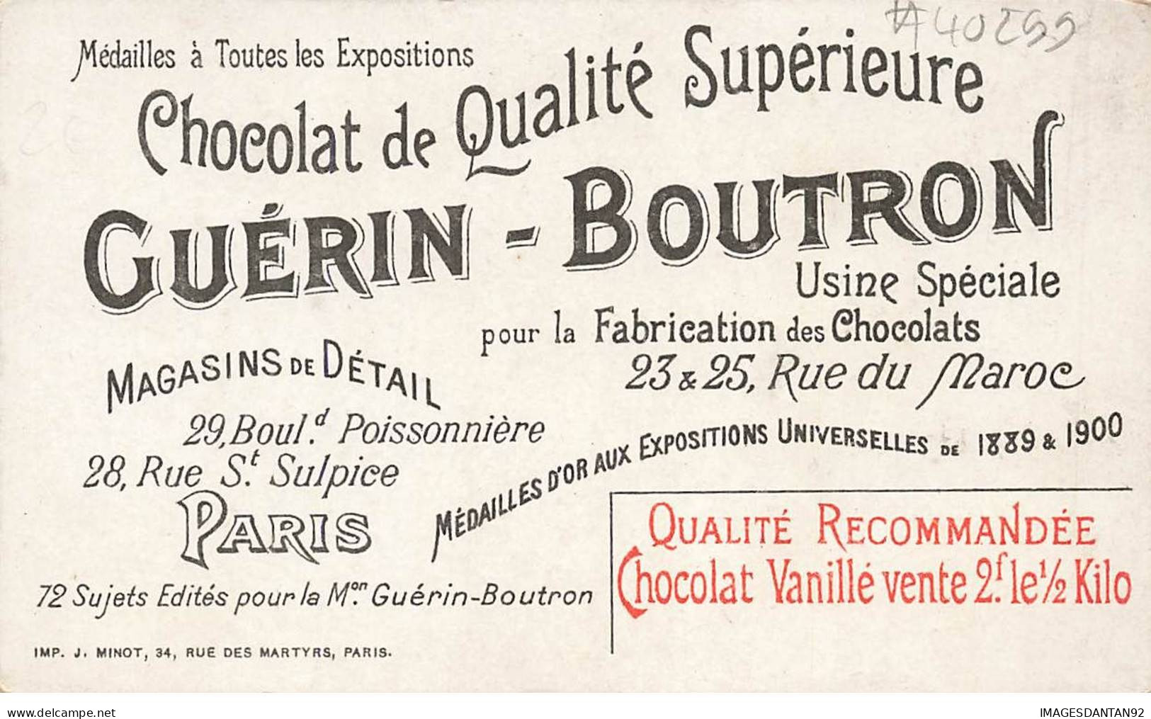 CHROMO #CL40299 CHOCOLAT GUERIN BOUTRON THEATRE A TRAVERS LES AGES JAPON EXPOSITION 1900 MINOT PARIS - Guérin-Boutron