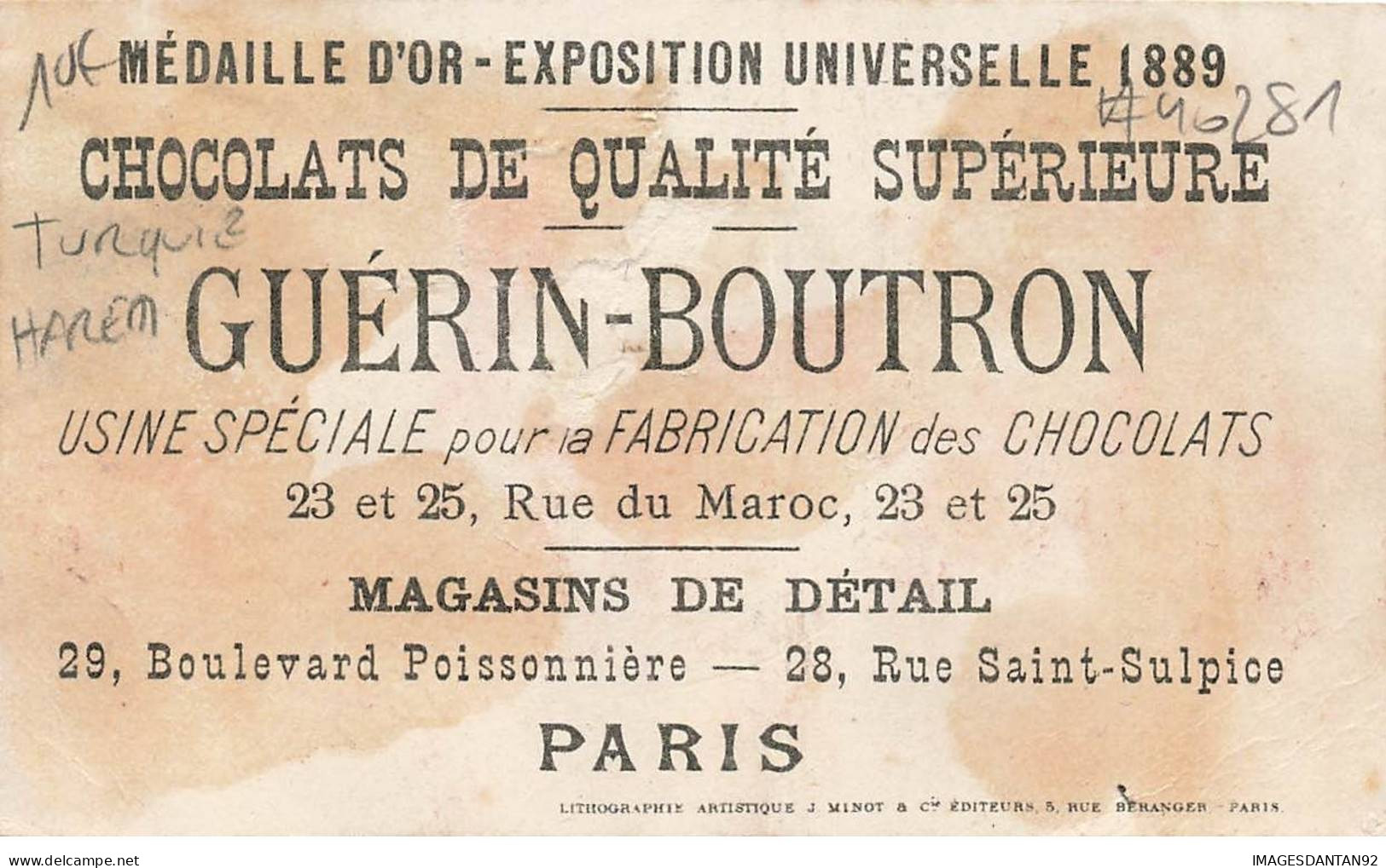 CHROMO #CL40281 CHOCOLAT GUERIN BOUTRON SERAIL TURQUIE HAREM MINOT PARIS - Guerin Boutron