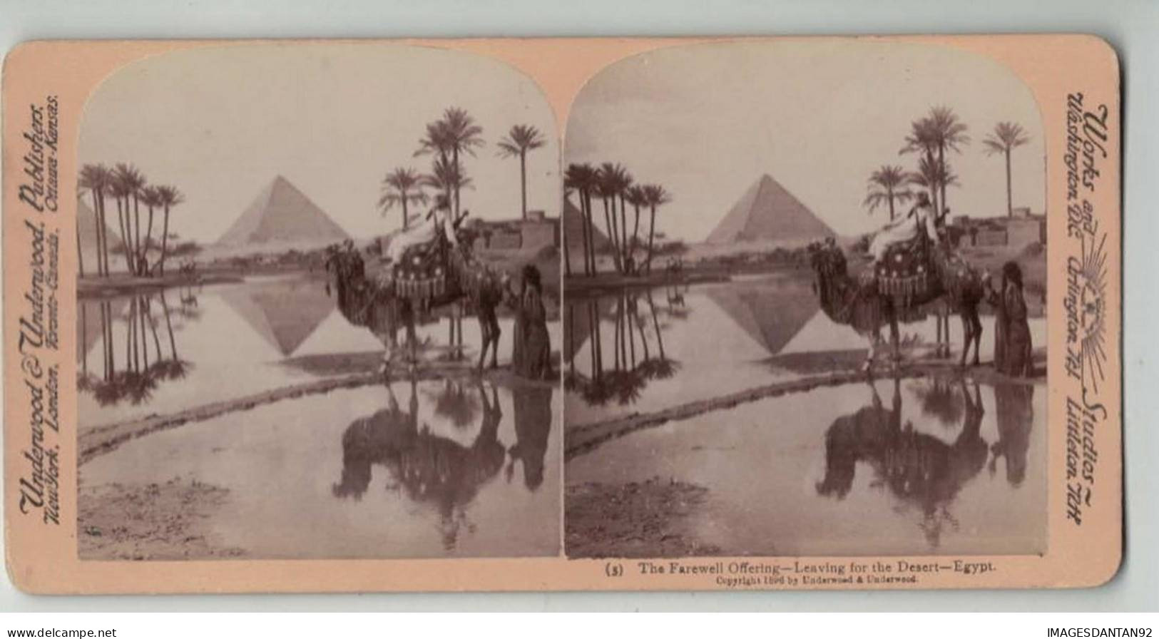 EGYPTE EGYPT #PP1331 OFFRANDE DE ADIEU PARTANCE POUR LE DESERT PYRAMIDE 1896 - Stereo-Photographie