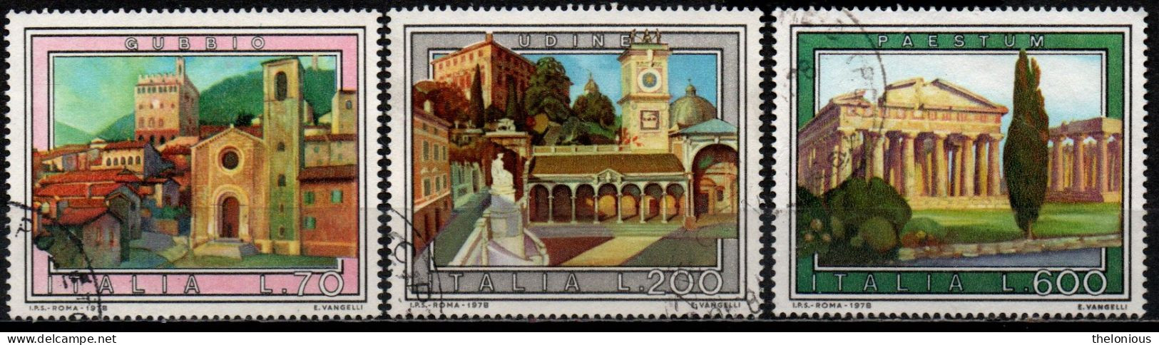 Italia Repubblica 1978: Turismo, Gubbio, Udine, Paestum - Usati - 1971-80: Used