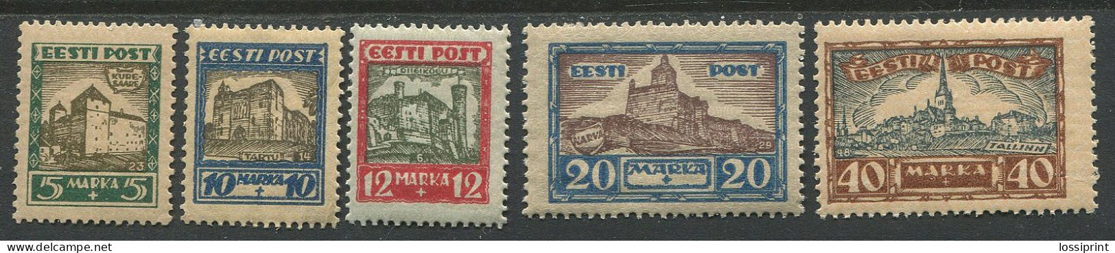 Estonia:Unused Stamps Serie Castles, Tallinn, Narva, Kuressaare, Tartu, Clue Horizontal Lines, 1927, MNH - Estonia