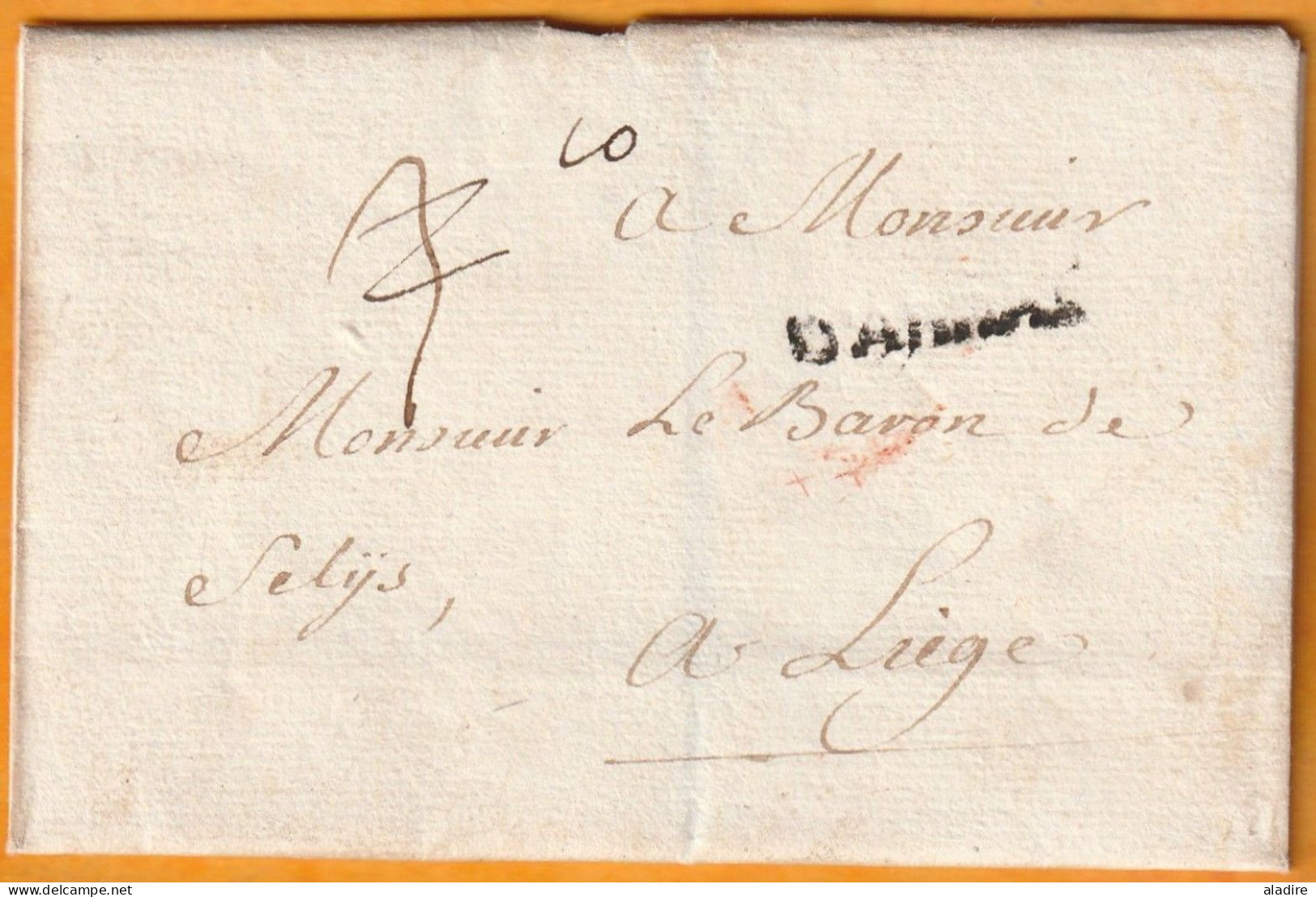 1744 - Marque Postale DARRAS Sur Lettre Pliée Avec Corresp De 2 P. D'Arras Vers LIEGE, Principauté, Auj. Belgique - 1701-1800: Précurseurs XVIII
