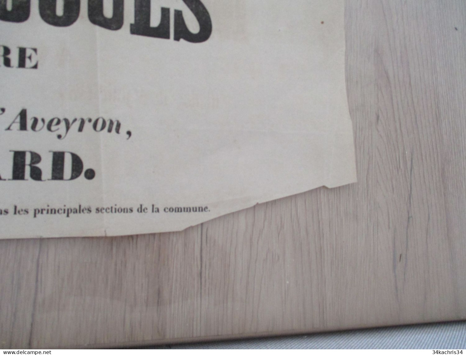 Grande Affichette 2 X A3 Environ Elections Au Conseil Général Aspières  Aveyron  1864 En L'état - Afiches