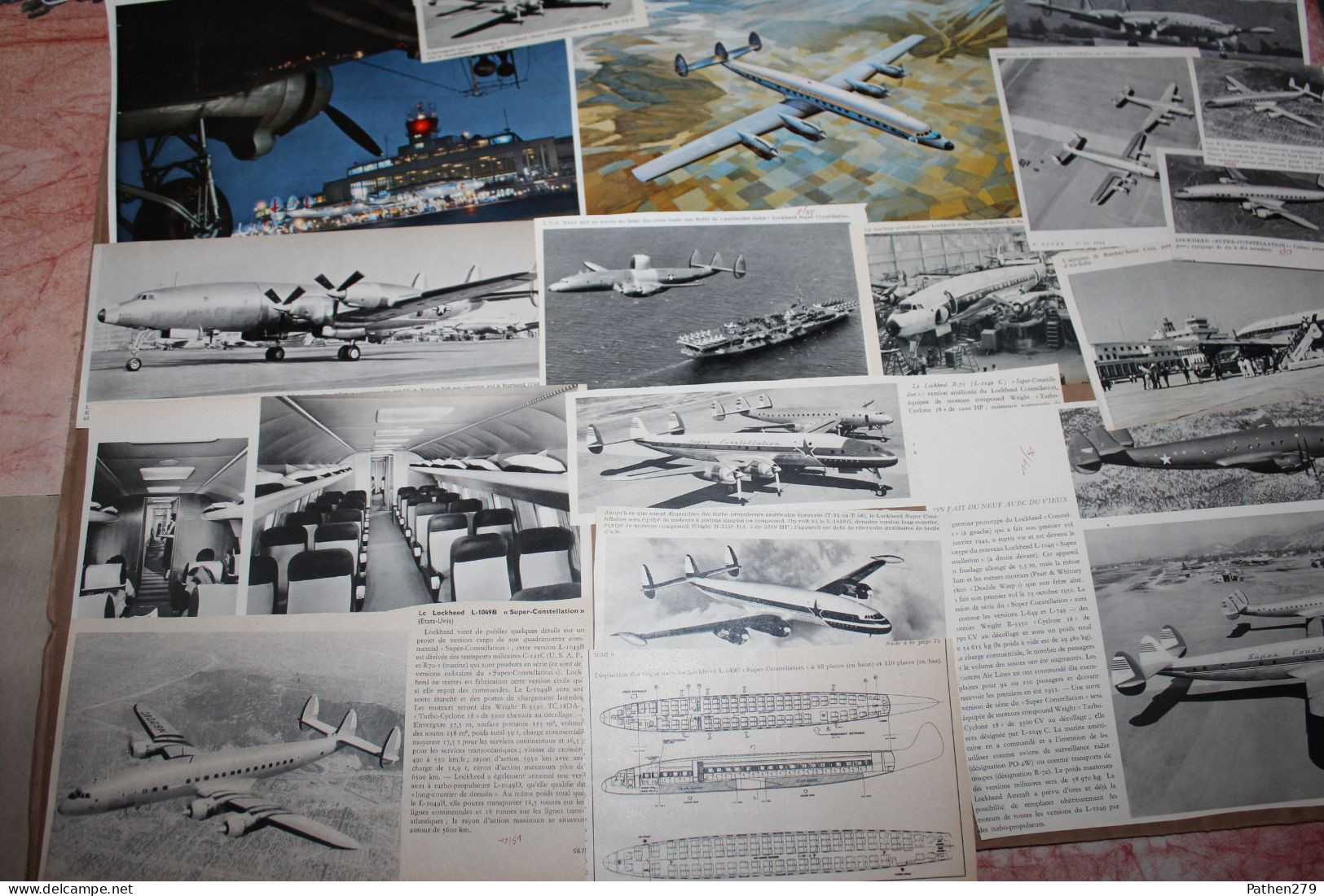 Lot De 362g D'anciennes Coupures De Presse Et Photo De L'aéronef Américain Lockheed "Super Constellation" - Sonstige & Ohne Zuordnung