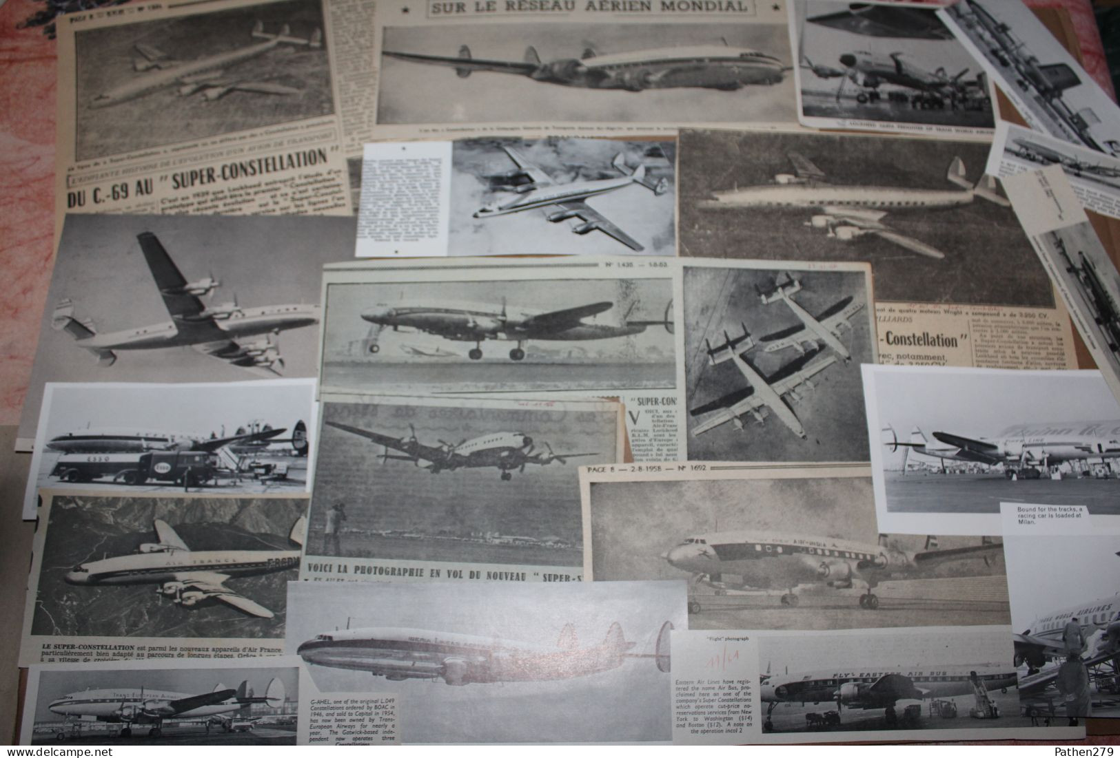 Lot De 362g D'anciennes Coupures De Presse Et Photo De L'aéronef Américain Lockheed "Super Constellation" - Sonstige & Ohne Zuordnung