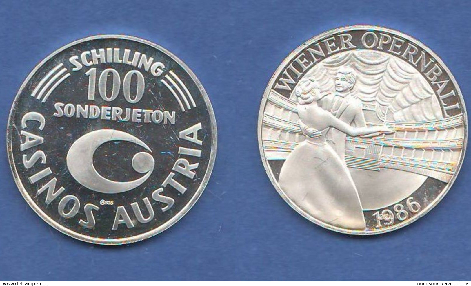 Austria Shilling 100 Schilling 1986 Silver Token Österreich  " Wiener Opernball " Casino Jeton - Casino