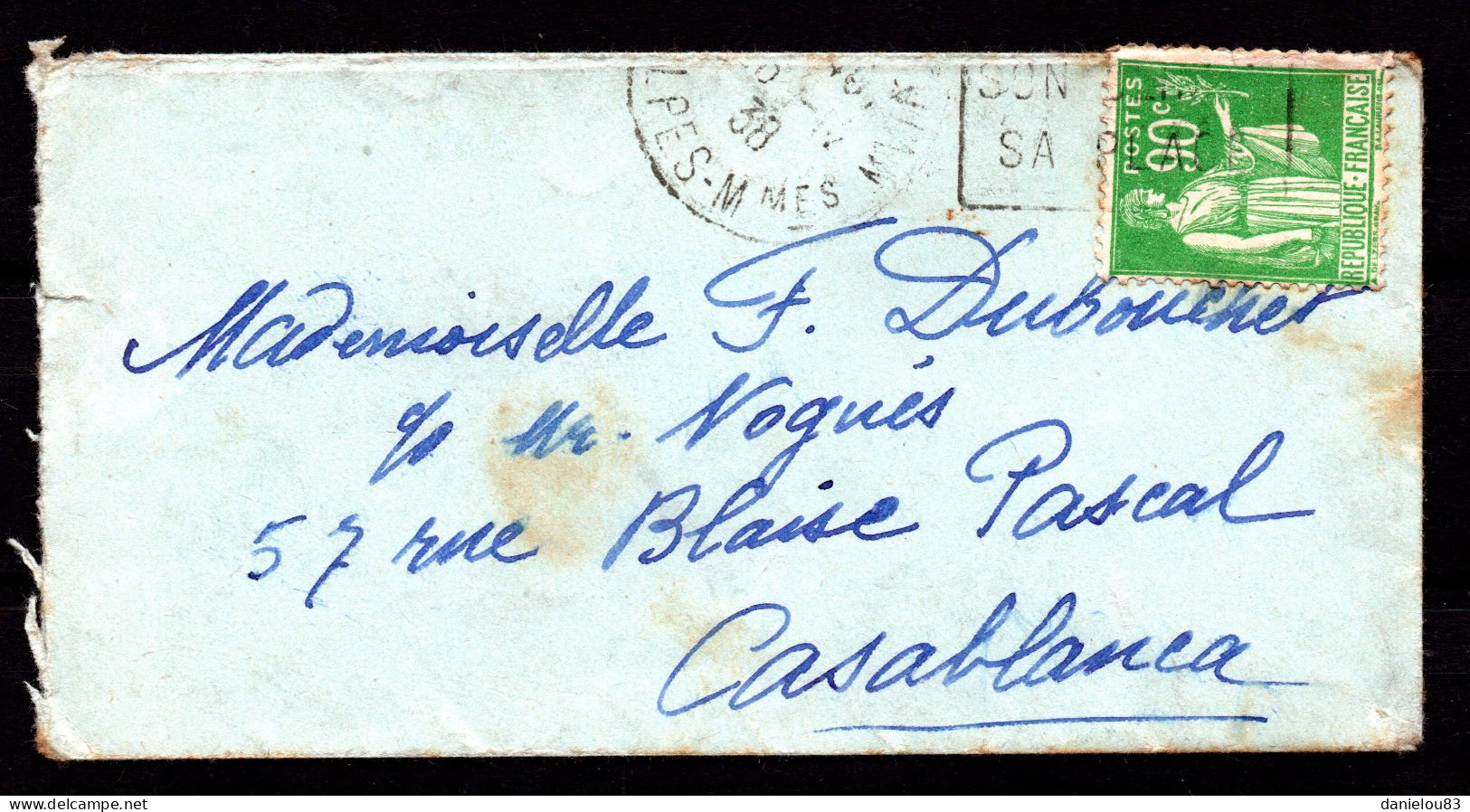 Jolie Lettre FRANCE CASABLANCA MAROC Année 1938 - Timbre YT N° 367 - Andere & Zonder Classificatie