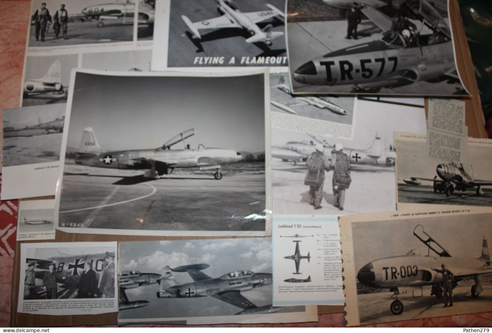 Lot De 165g D'anciennes Coupures De Presse Et Photos De L'aéronef Américain Lockheed T-33 - Aviazione