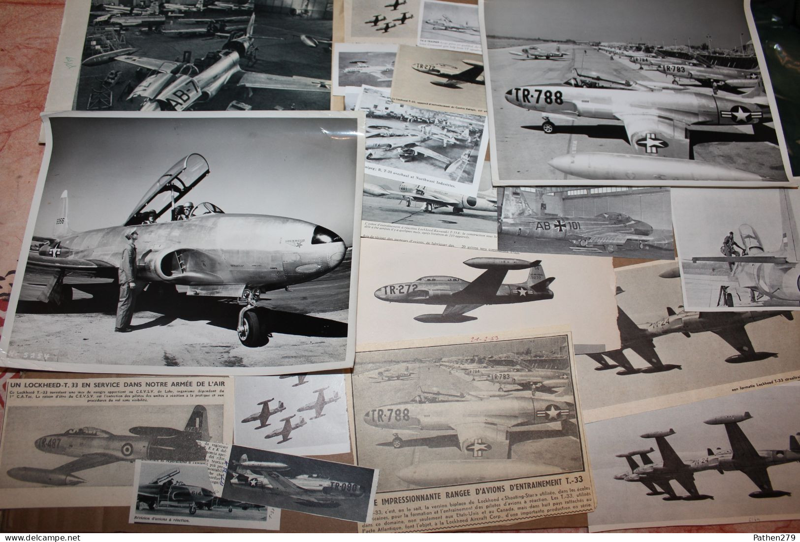 Lot De 165g D'anciennes Coupures De Presse Et Photos De L'aéronef Américain Lockheed T-33 - Fliegerei