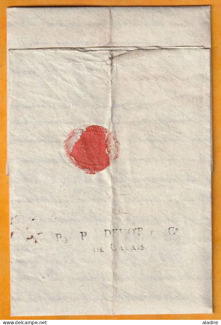 1822 - KGIV - Lettre En Français De London Londres Vers Lyon, France - Acheminée Par DEVOT Et Cie, 61 CALAIS - Storia Postale