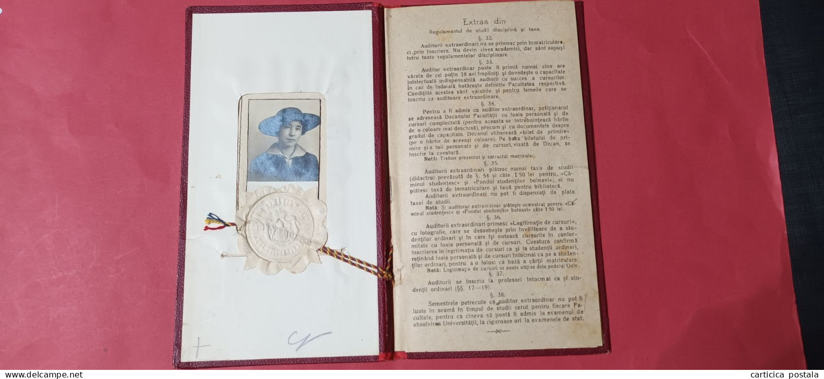 Romania Rumanien Cluj Kolozsvar Carnet Student Universitatea De Drept Cluj 1920 - Romania