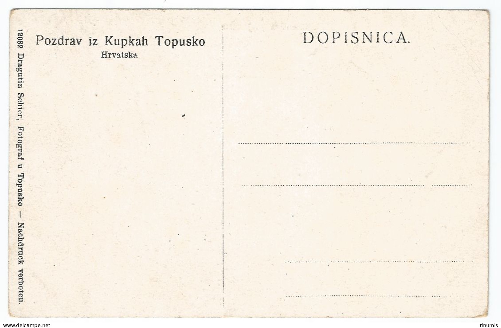 Topusko-Opatovina 1910/15 Not Used - Croacia