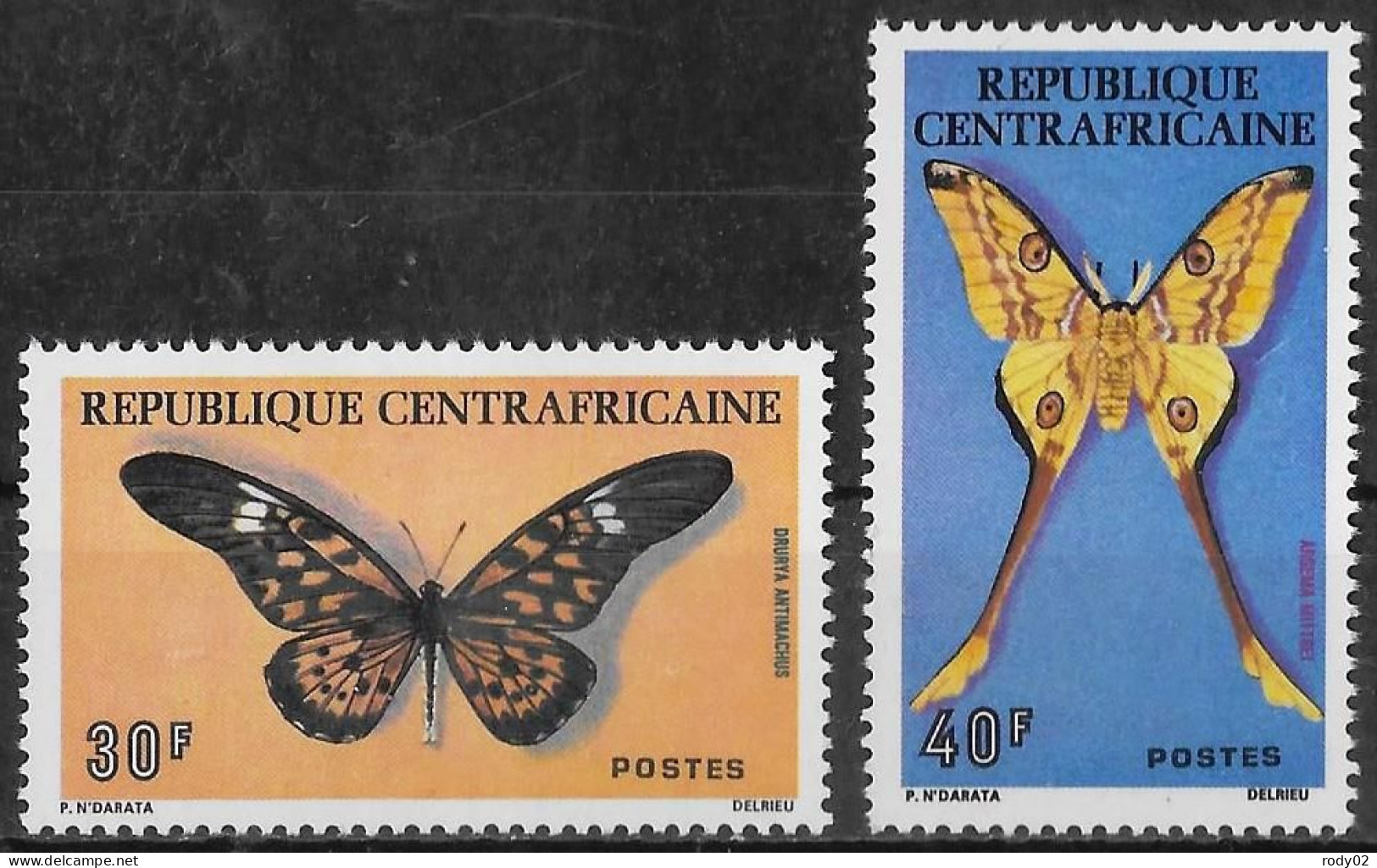 CENTRAFRIQUE - PAPILLONS - N° 260 ET 261 - NEUF** MNH - Schmetterlinge