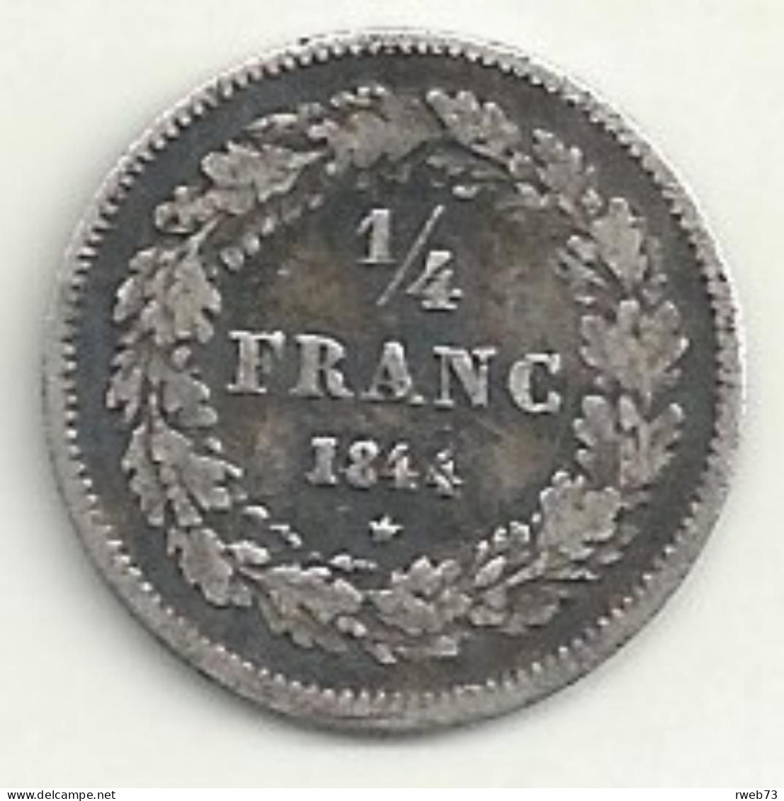 BELGIQUE - 1/4 Franc - 1844 - Argent - TB/TTB - 1/4 Frank